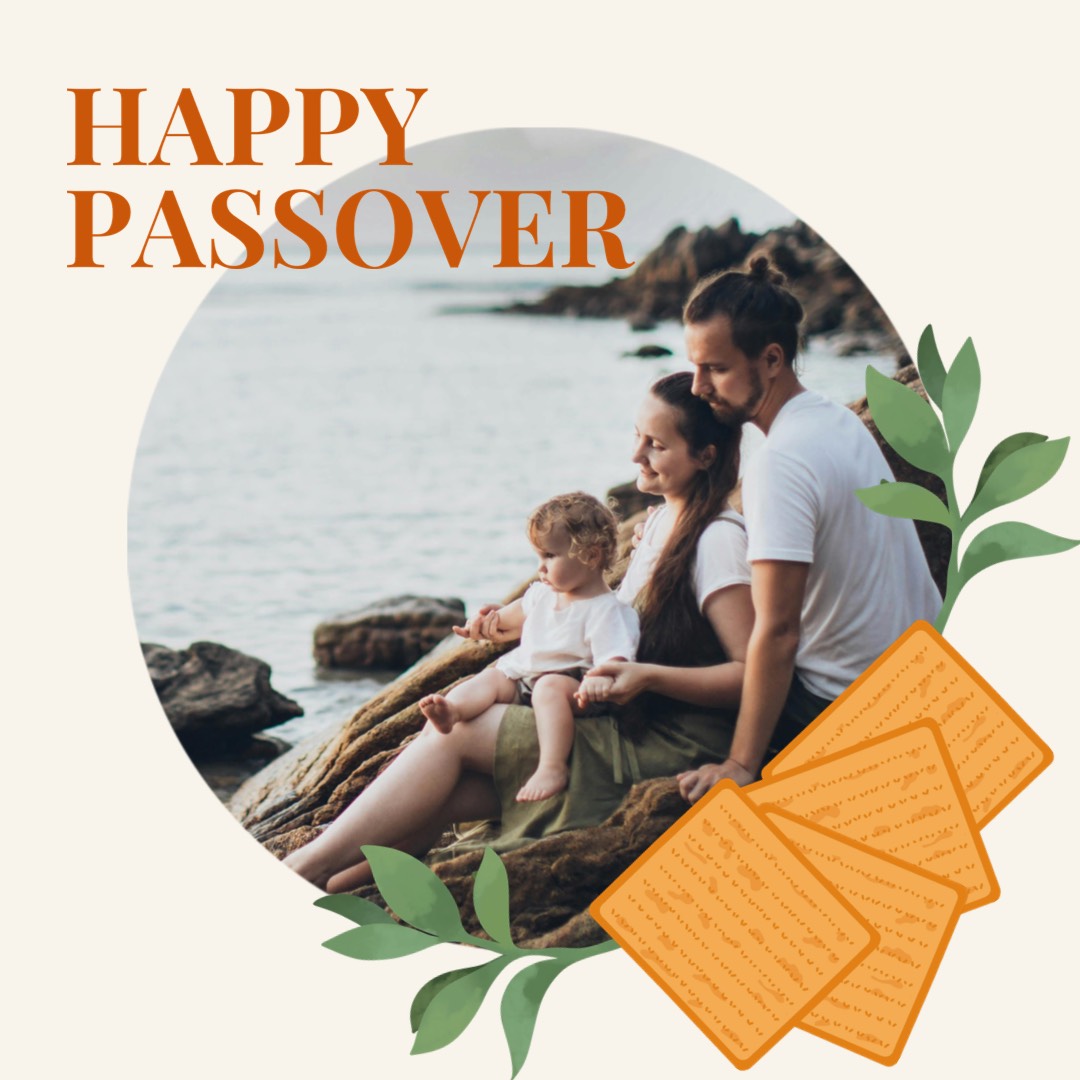 Passover holiday greeting photo instagram post template