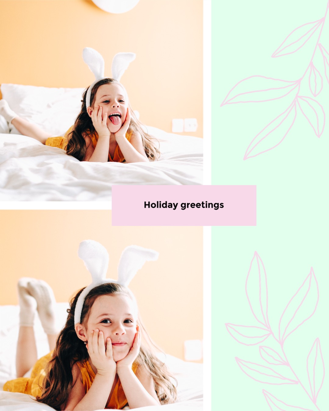 Girl With Bunny Ears Happy Easter Template