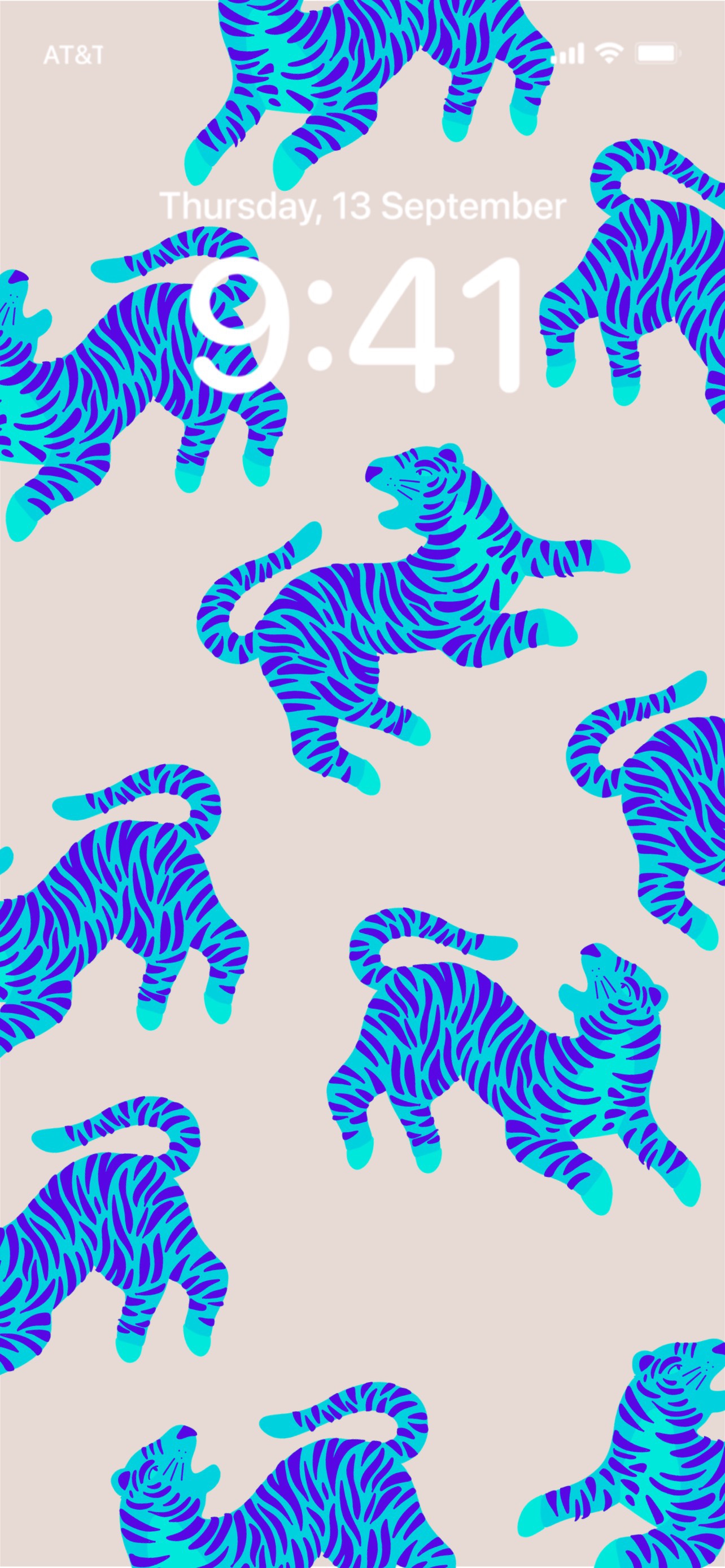 Lock Screen Blue Tiger Pattern Ios Template