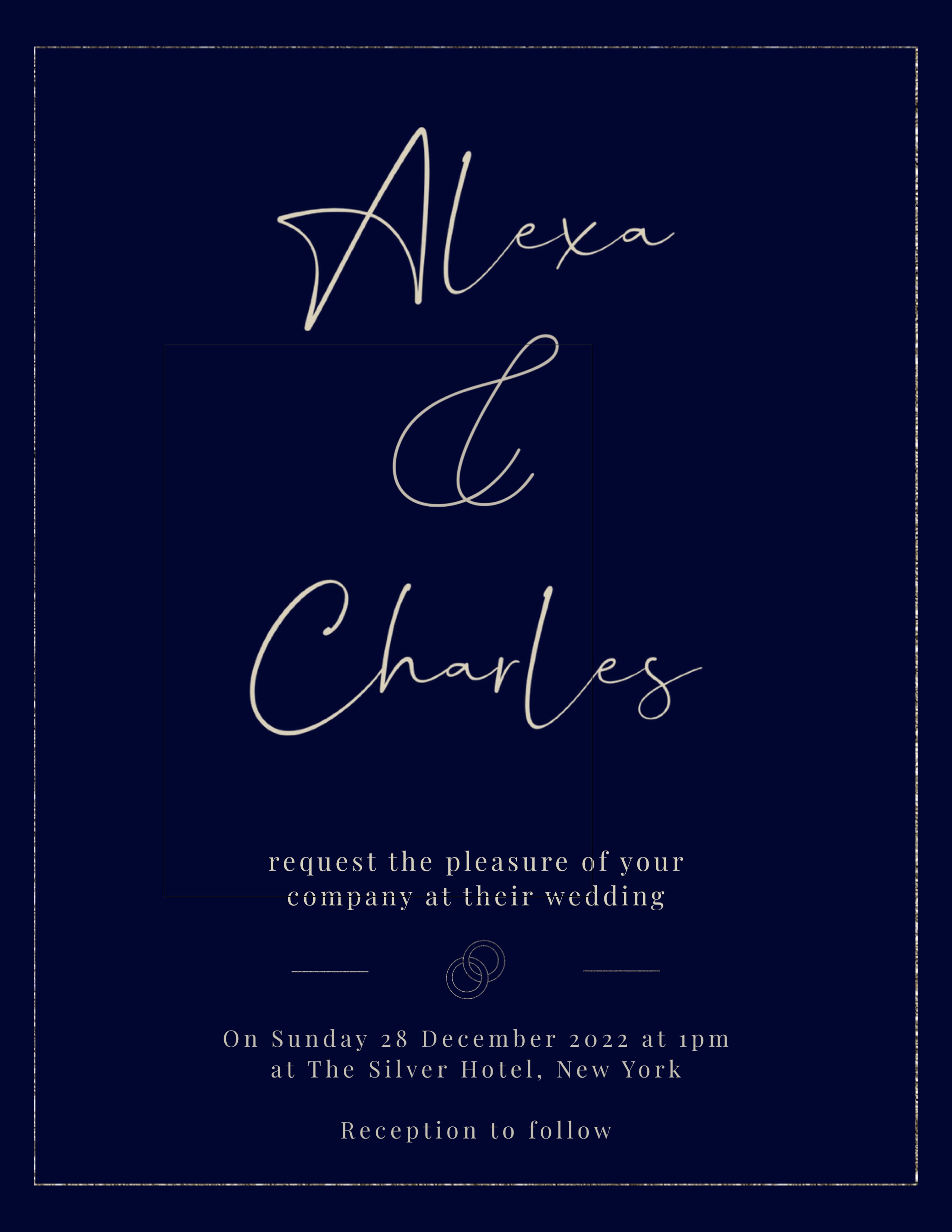 A Wedding Card With The Words Alex And Charles On It Wedding Template