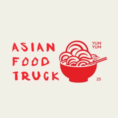 Asian food truck red and light yellow colour modern logo template 