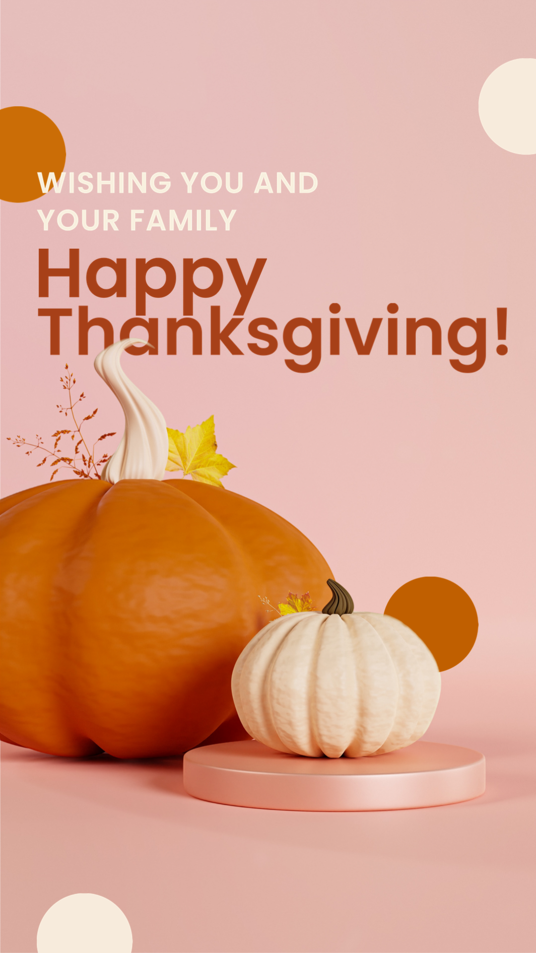 pink pumpkin Thanksgiving greetings instagram story template 