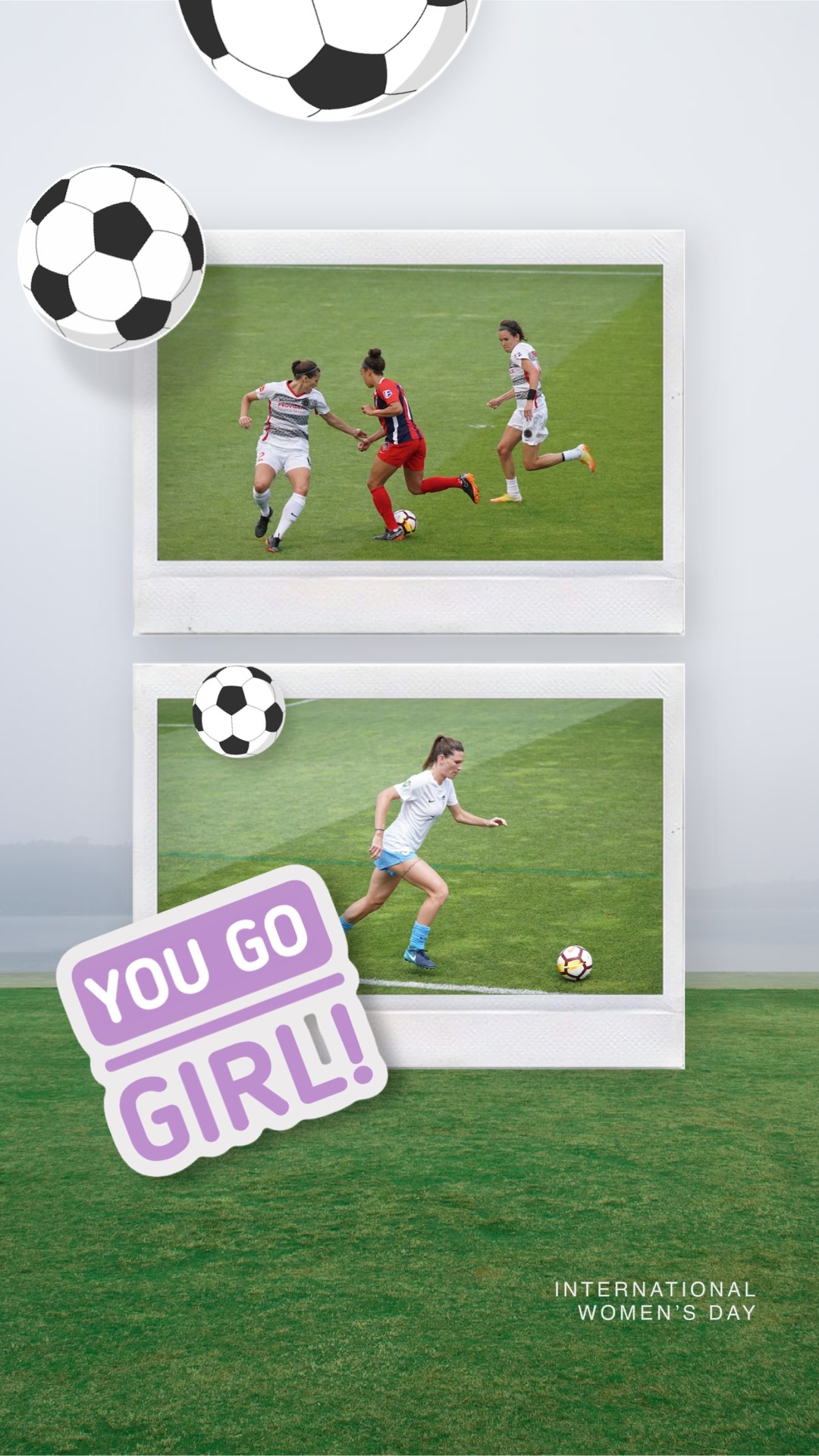 A Group Of People Playing A Game Of Soccer Women S Day Template