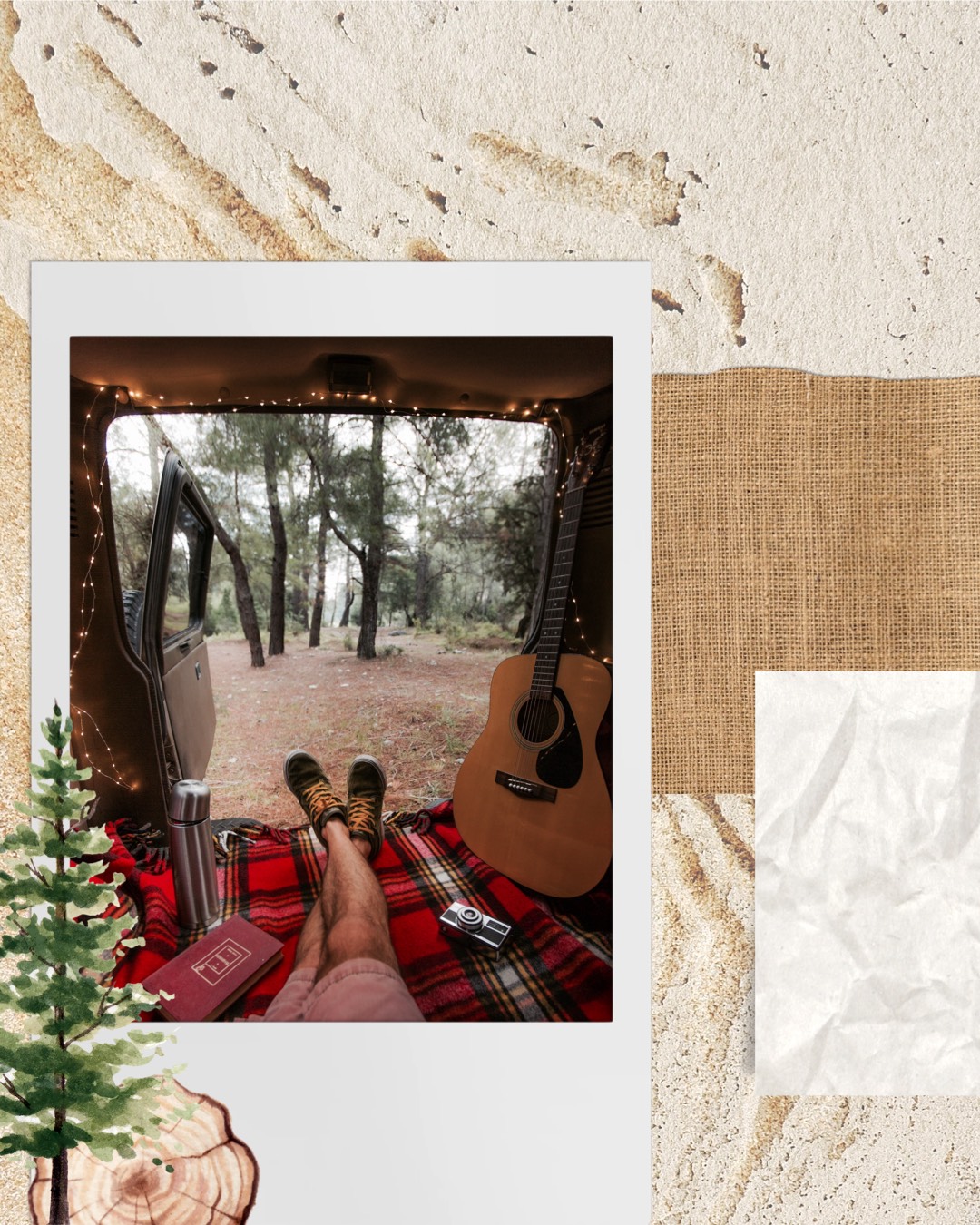 A Picture Of A Person Sitting In A Tent With A Guitar Wanderlust Template