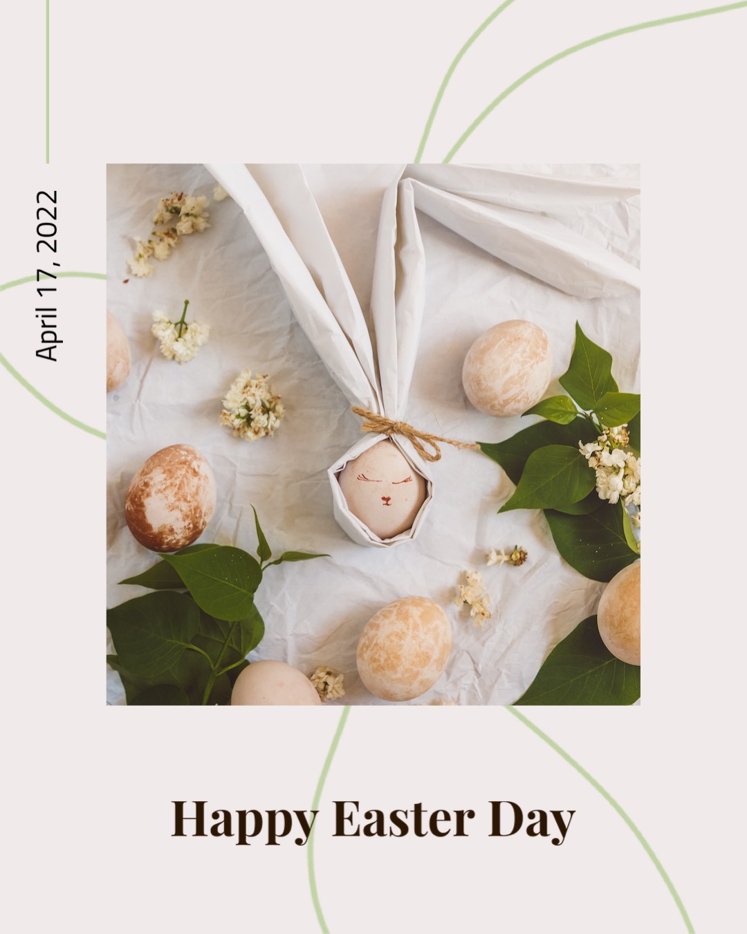 An Easter Card With A Photo Of An Egg And Flowers Happy Easter Template