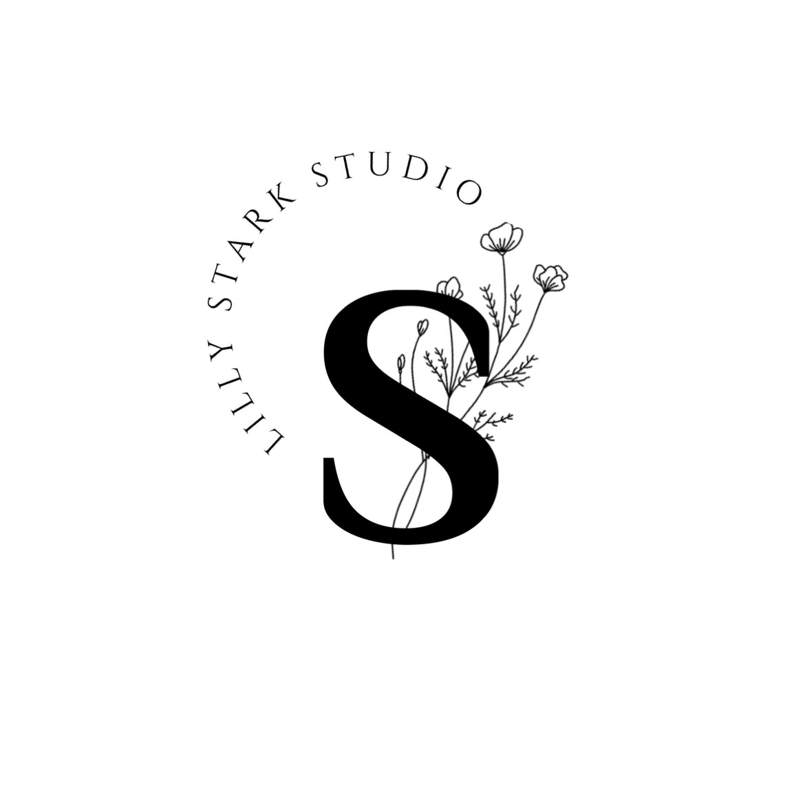 Simple Flower Illustration Black And White Business Logo Template