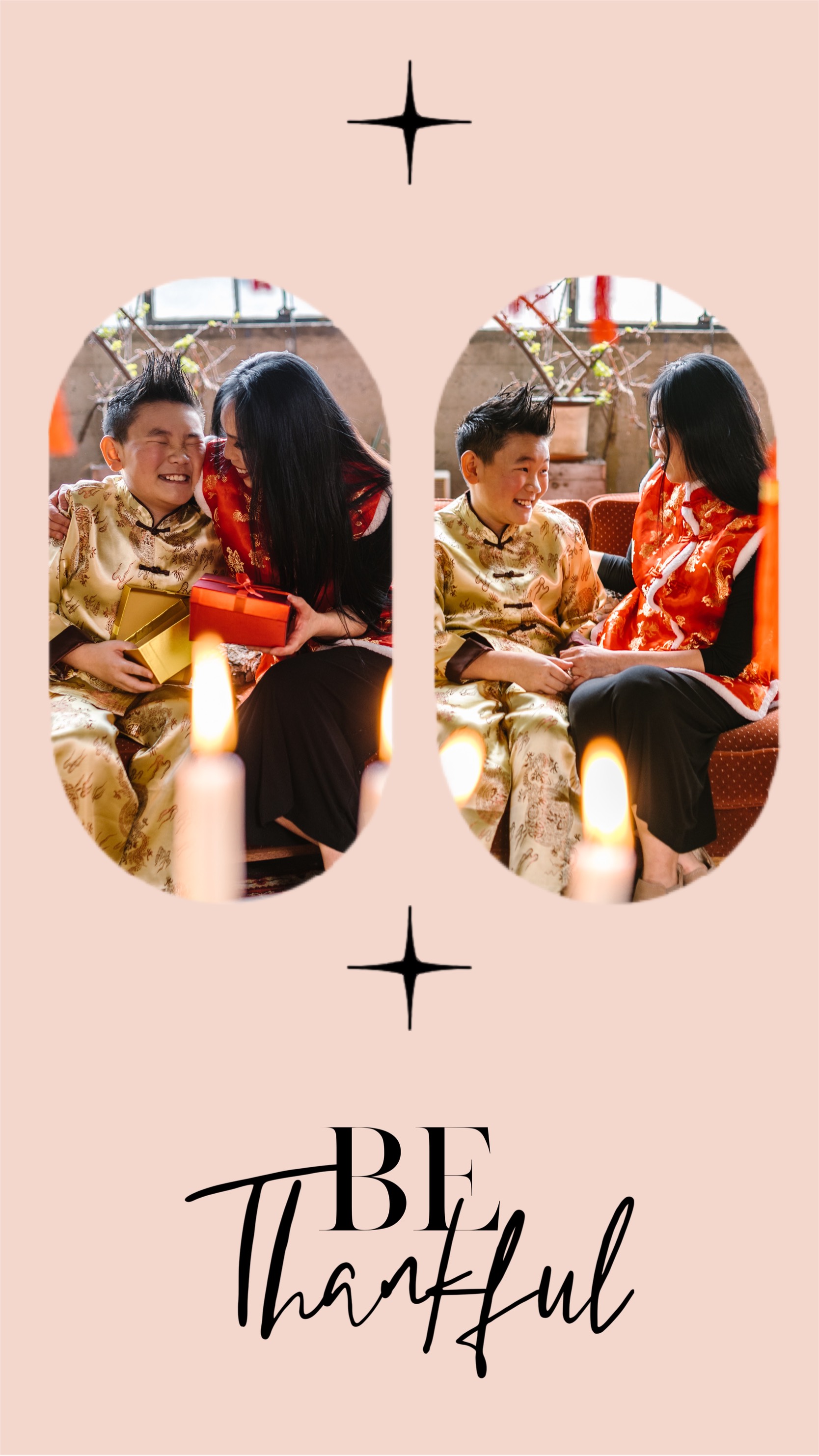 Asian family son and mother Instagram story template 