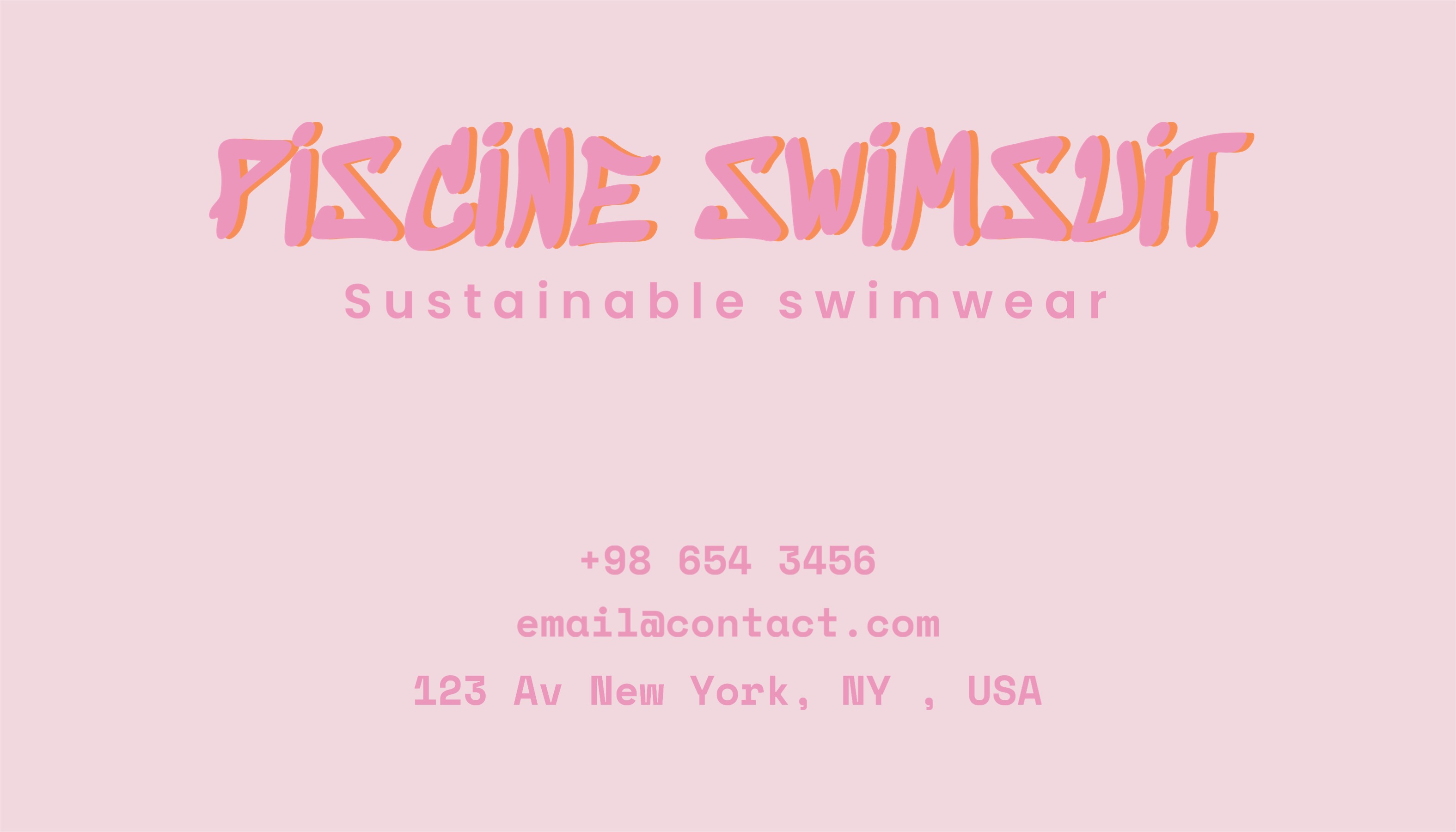piscine swimsuit logo pink and orange cute business card template 