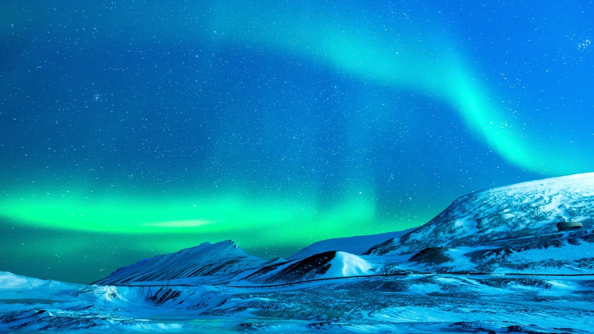 A Green And Blue Aurora Bore Above A Snowy Mountain Zoom Backgrounds Template
