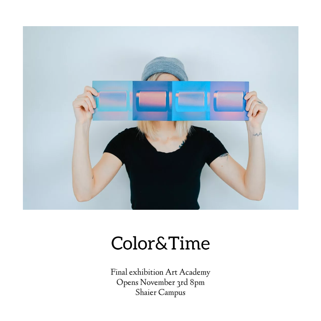 Academy Woman Holding Up A Piece Of Paper With The Words Color & Time Template