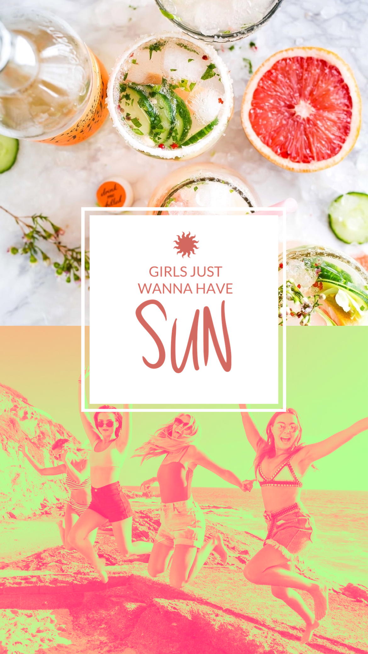 Girls just wanna have sun and fruit summer story template