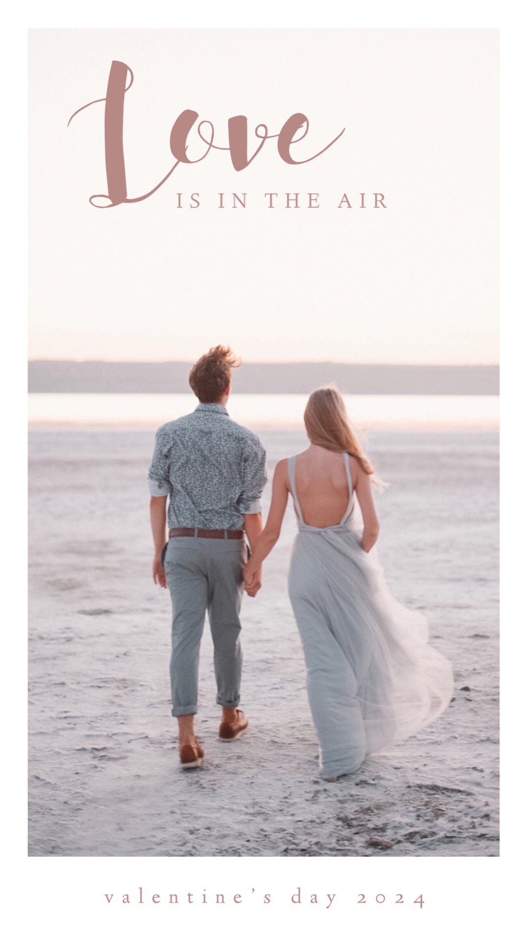 A Man And Woman Walking On The Beach Holding Hands Love Story Template