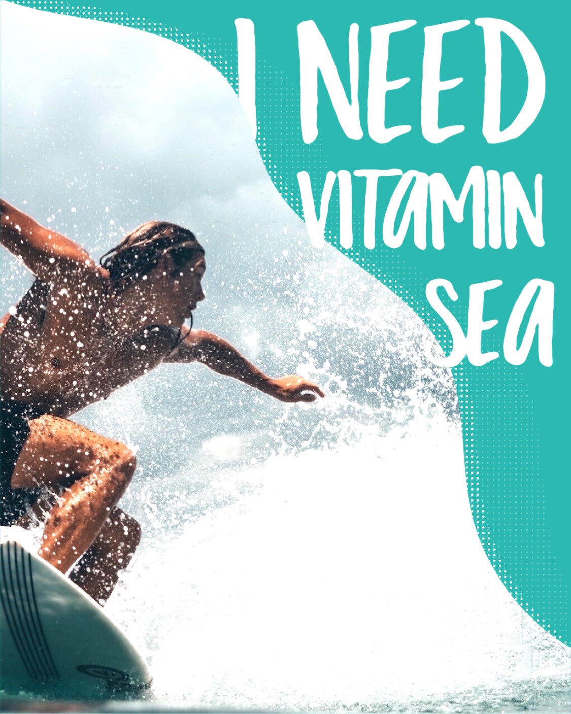 I Need Vitamin Sea Surfboard Retro Summer Template