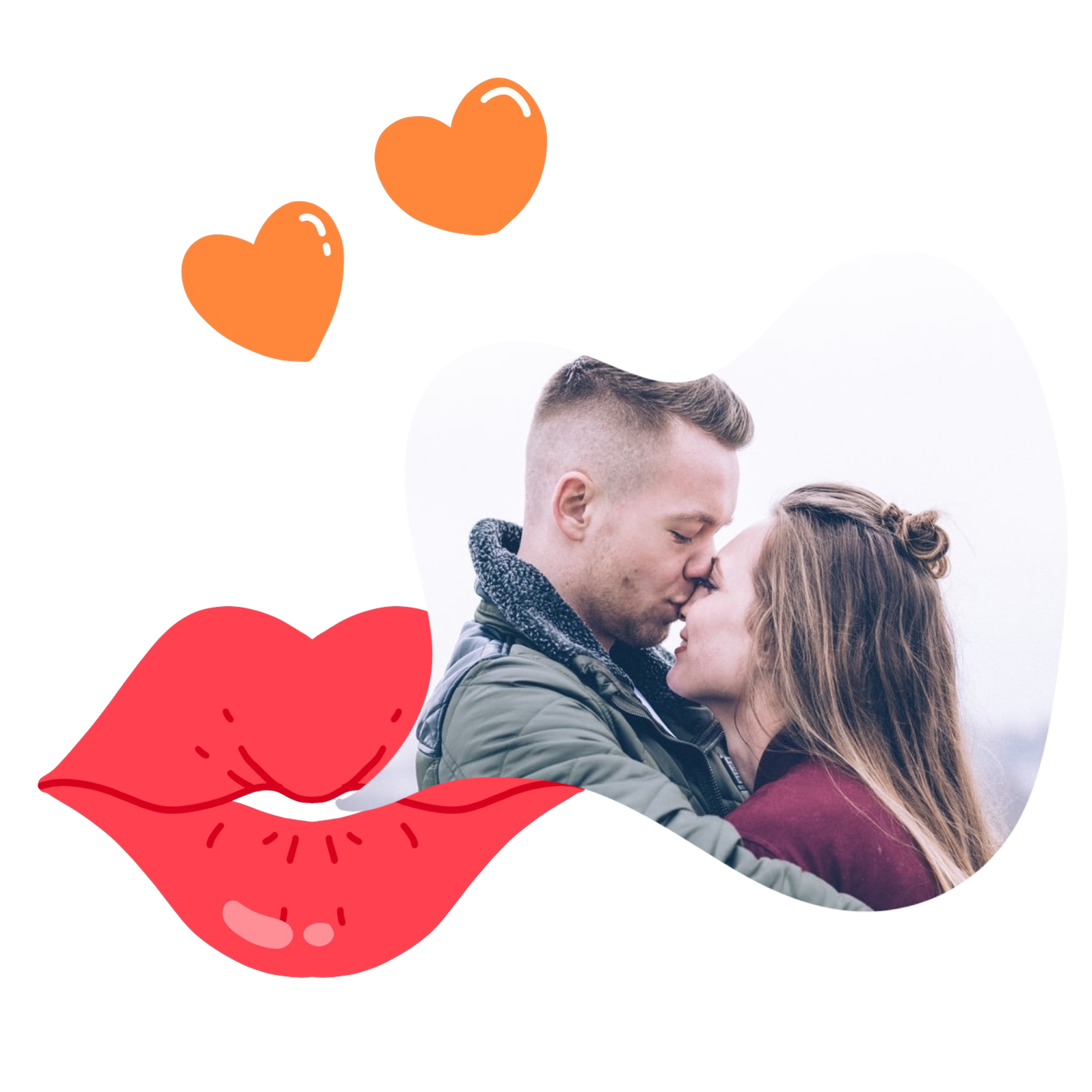A Man And A Woman Kissing In Front Of Hearts Love Stickers Template
