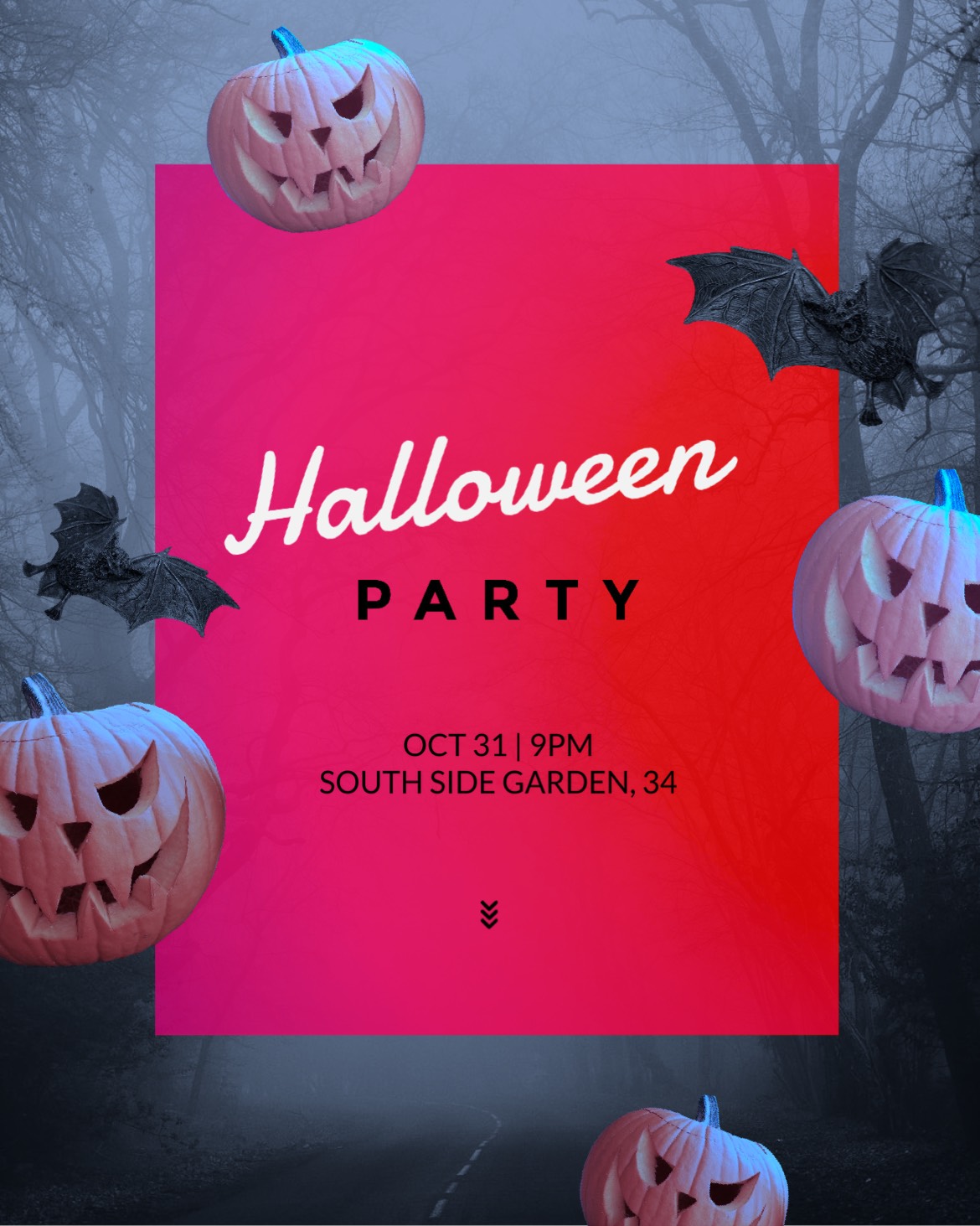 A Halloween Party Poster With Pumpkins And Bats Halloween Template