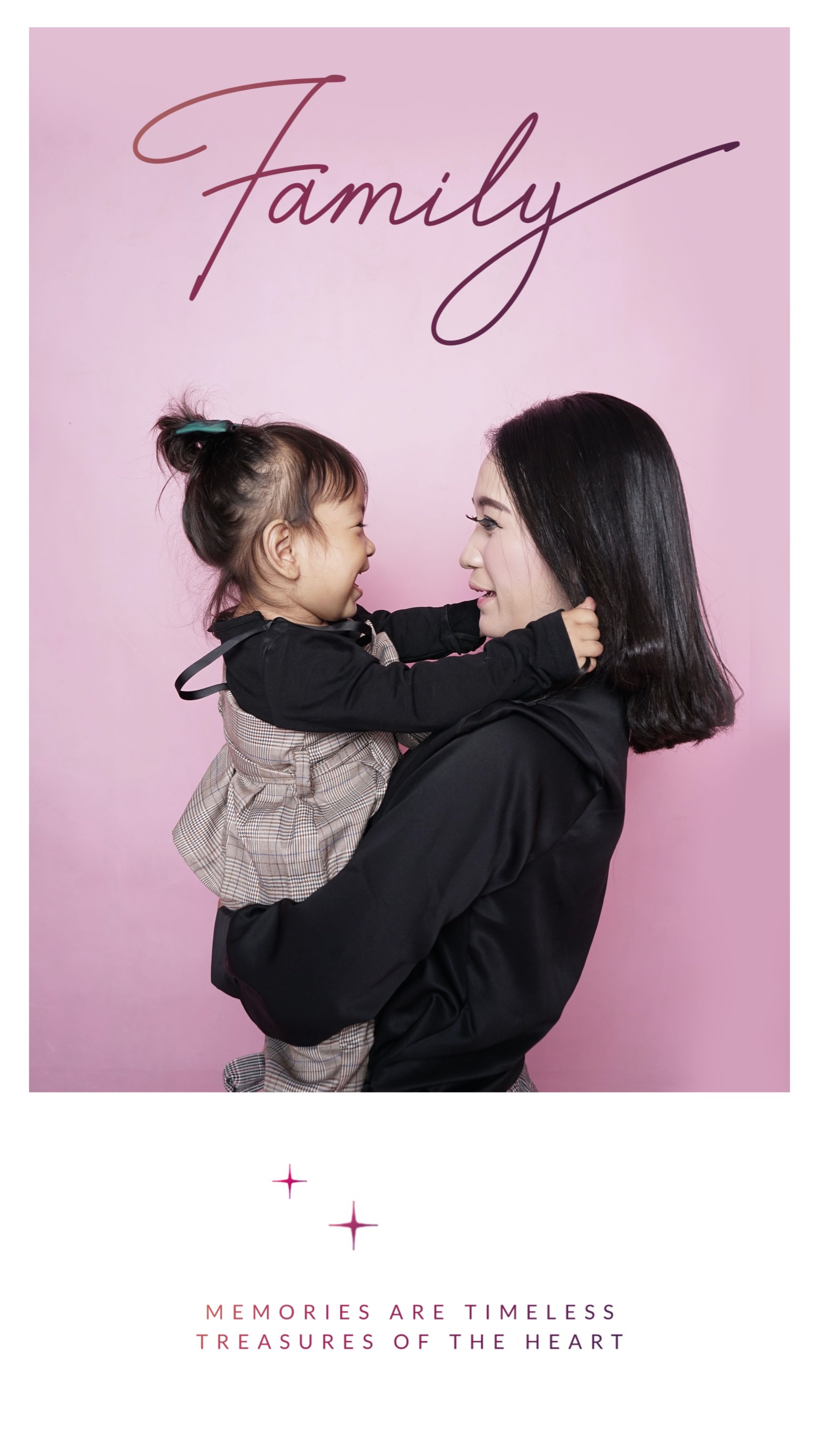pink Asian family mother and daughter Instagram story template