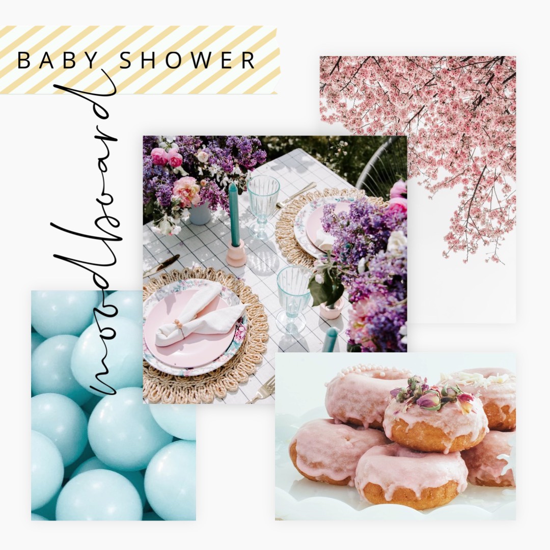 baby shower party event moodboard Instagram post template 
