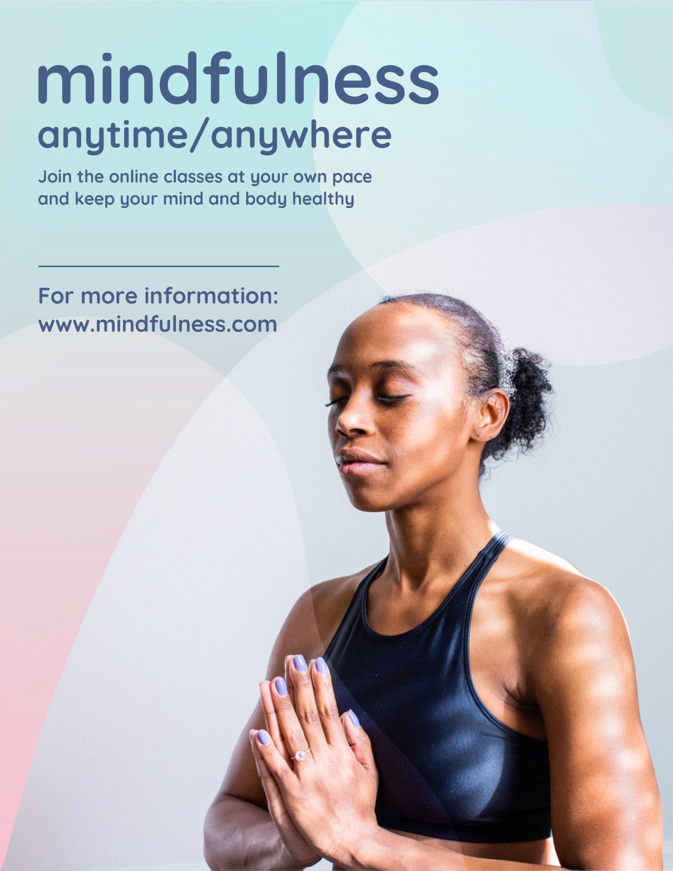 Woman Practicing Mindfulness Yoga Flyer Template 