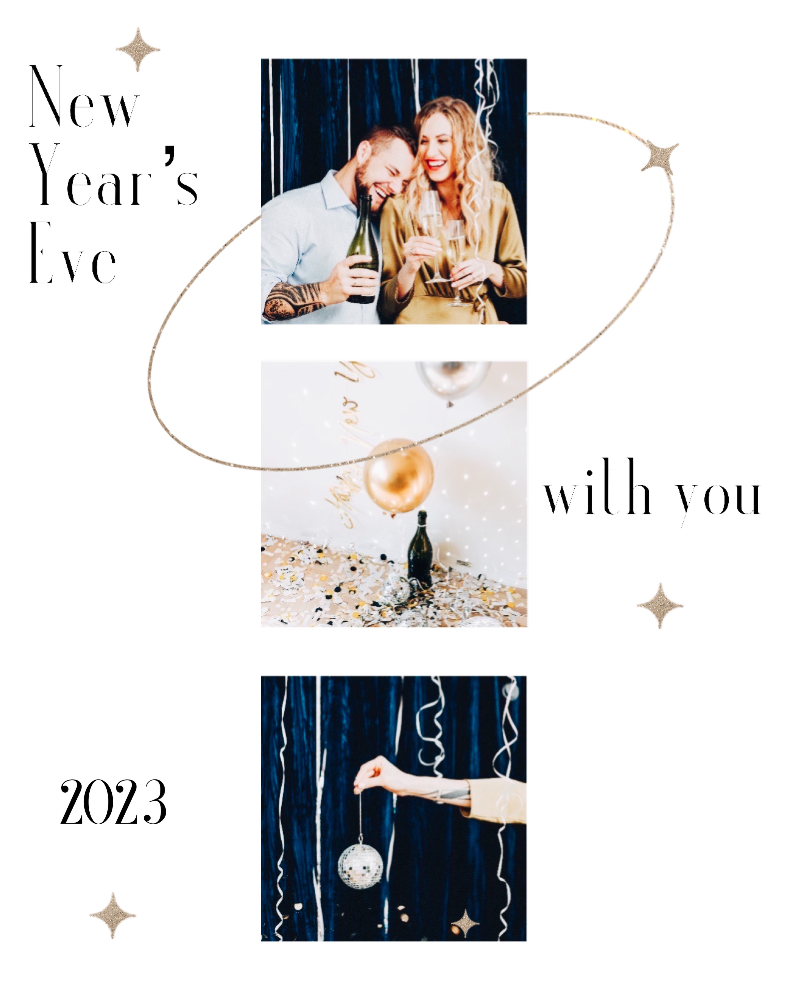 A New Year'S Eve Photo Collage With Balloons And Confetti Happy New Year Template