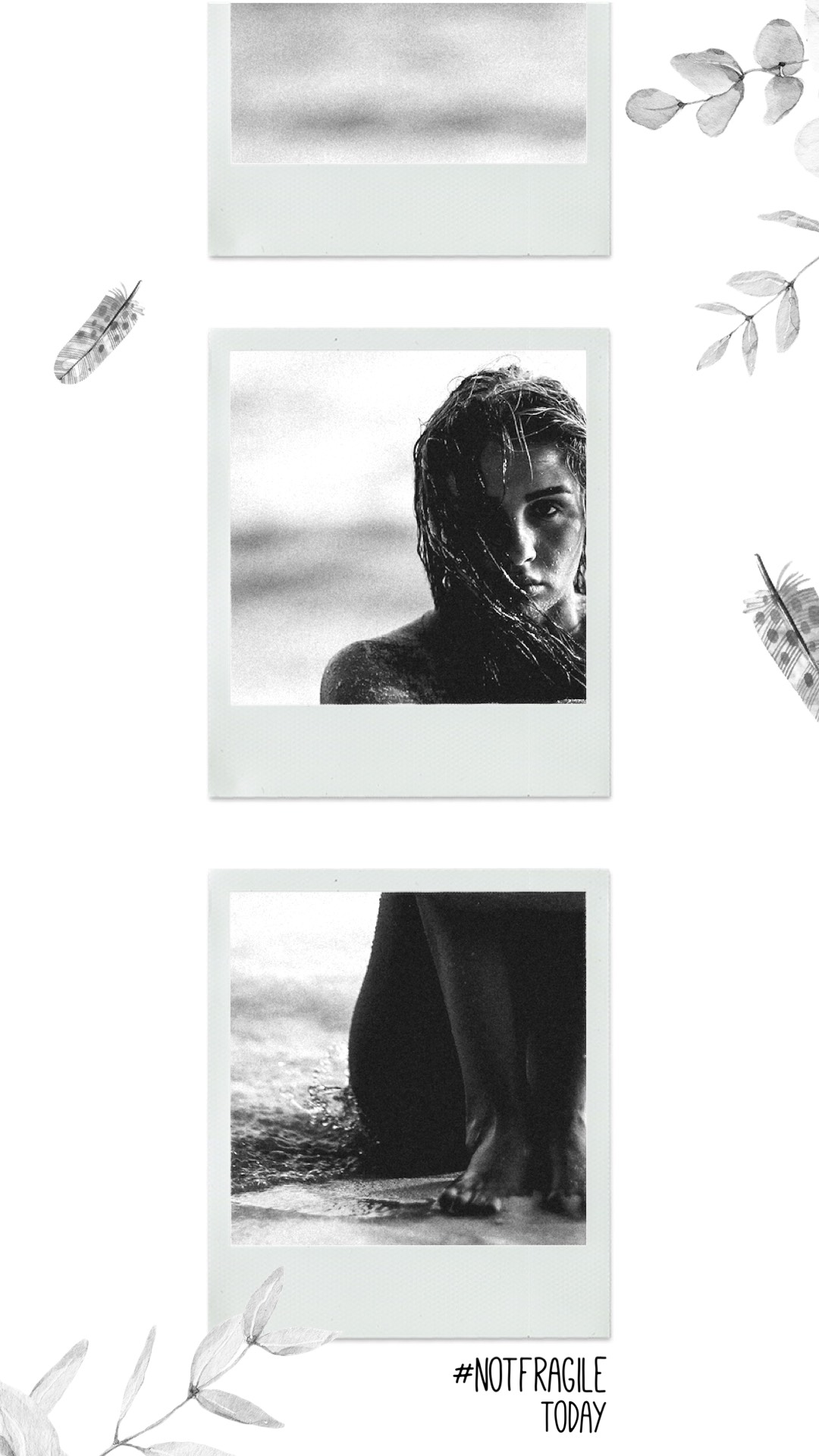 A Black And White Photo Of A Woman In The Water Template