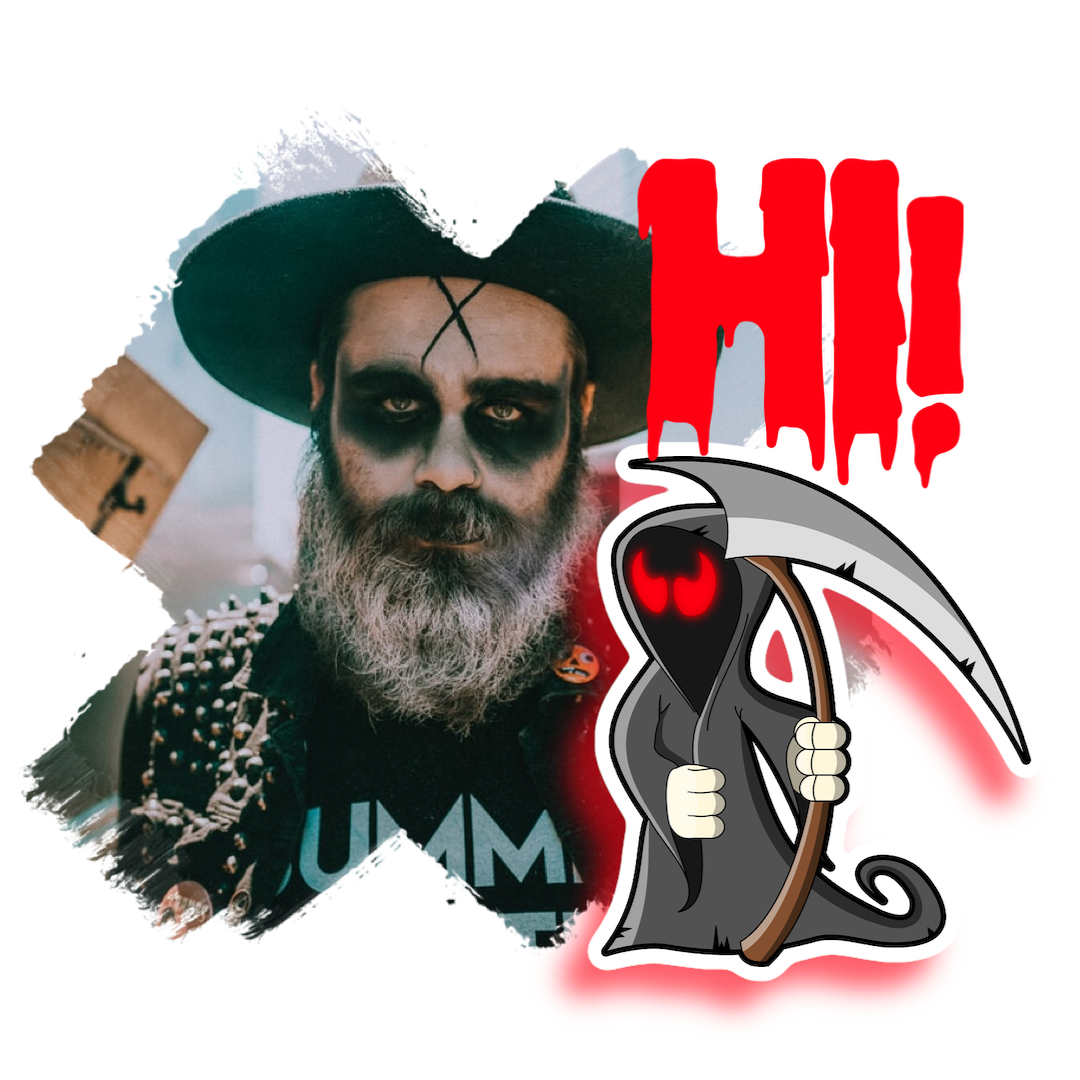 A Man With A Beard And A Top Hat Holding A Knife Halloween Stickers Template
