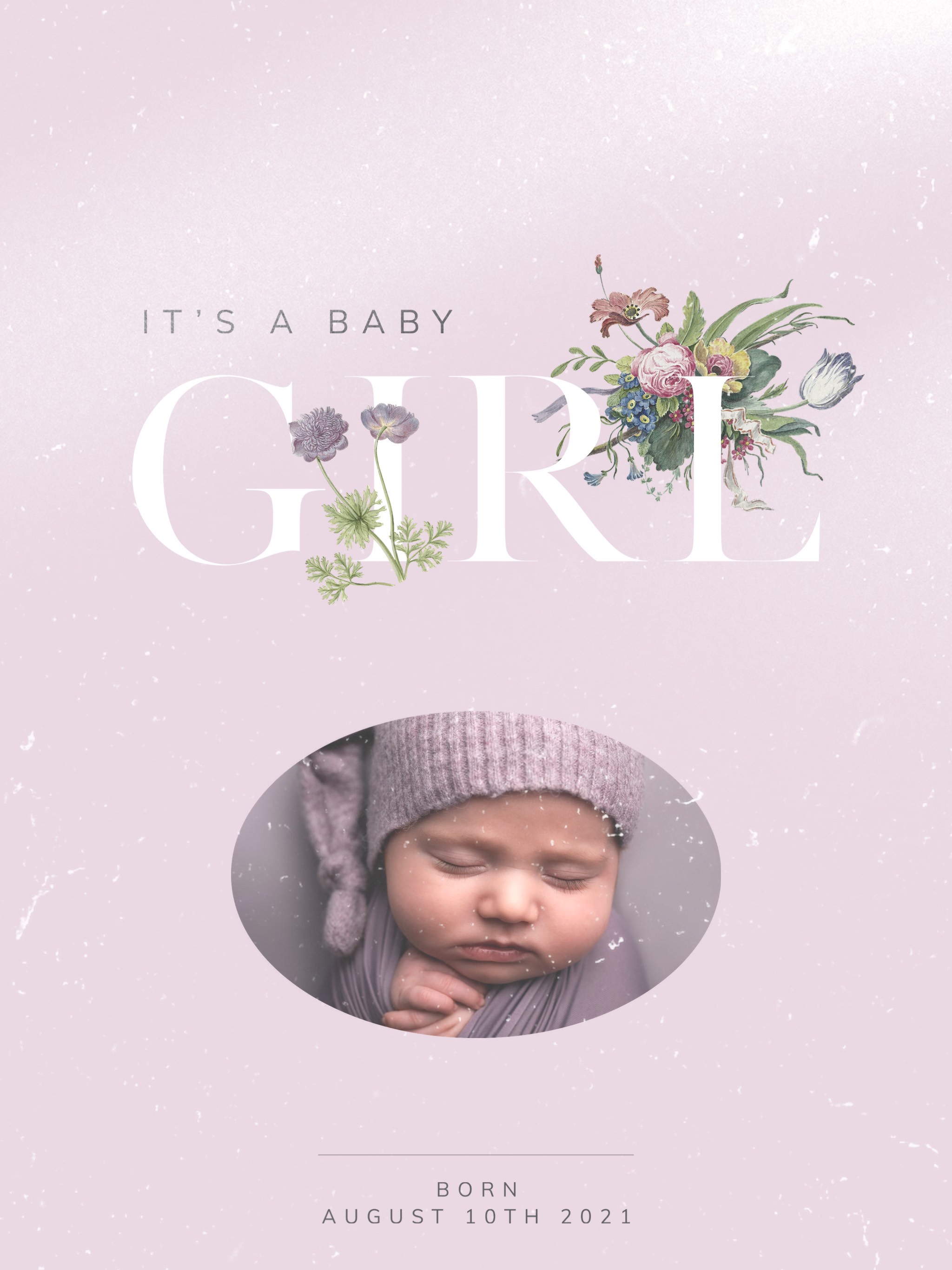 It'S A Baby Girl Announcement With A Photo Of A Baby Baby Template
