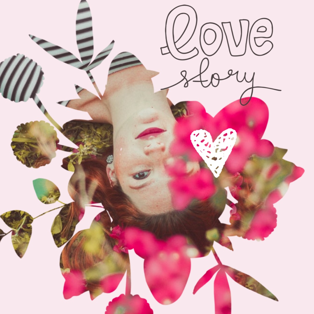 A Collage Of Flowers And A Girl'S Face With The Words Love Story Hello Spring Template
