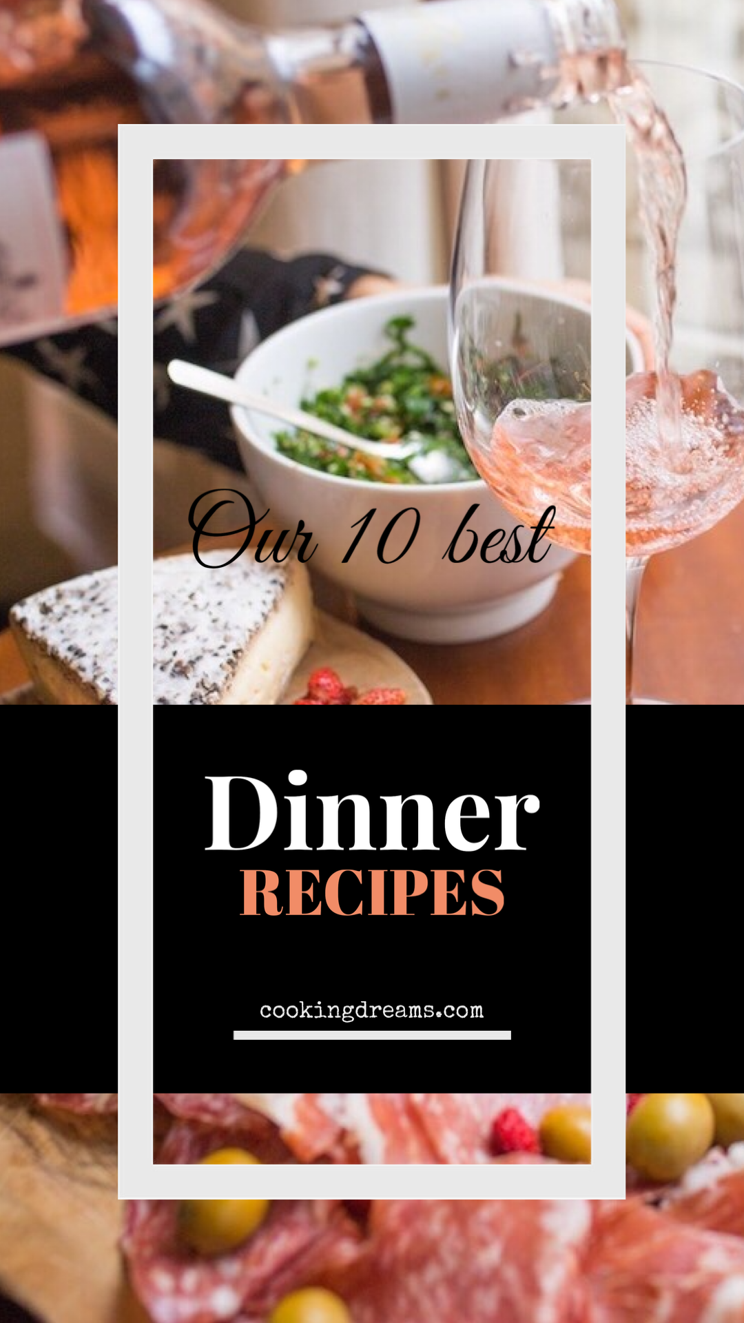 Dinner Recipes. A Plate Of Food And A Glass Of Wine On A Table Template