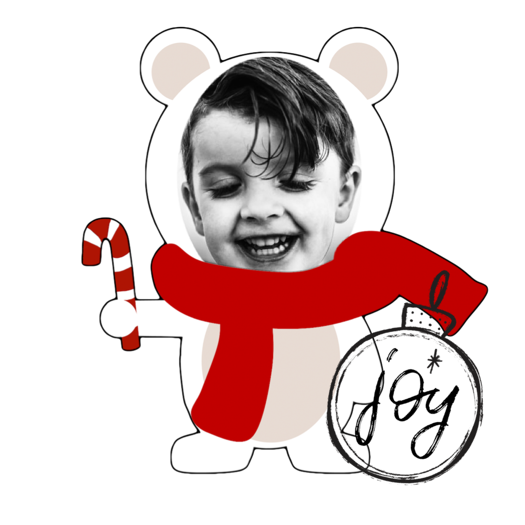 A Child Holding A Candy Cane And A Teddy Bear Christmas Stickers Template