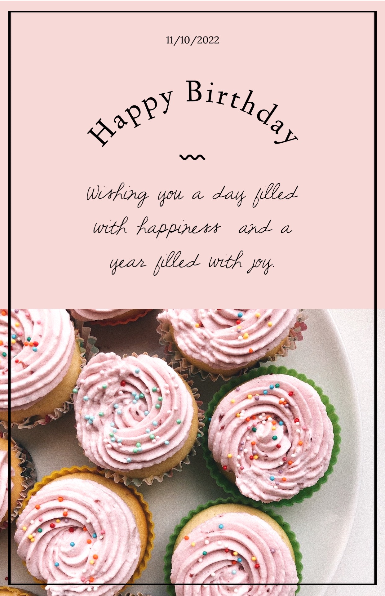 Pink Cupcakes Happy Birthday Invitation Template