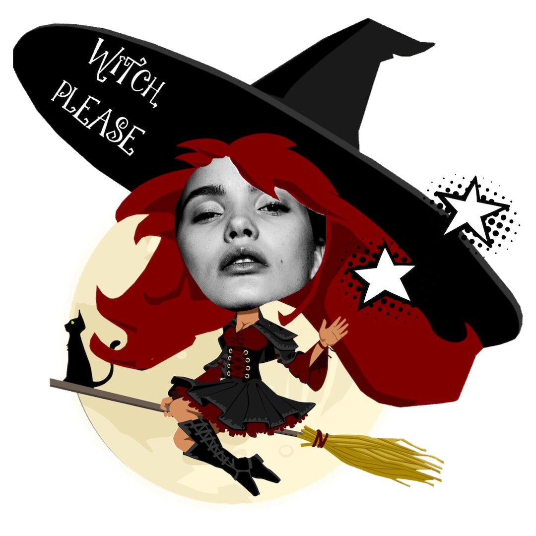 A Woman In A Witches Hat With A Broom Halloween Stickers Template