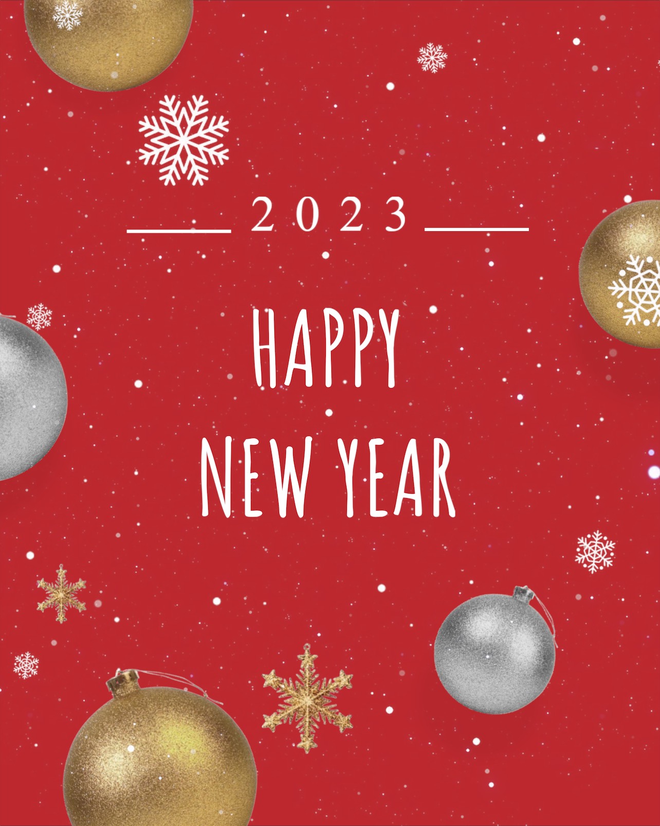 A Red Background With Gold And Silver Ornaments And The Words Happy New Year Happy New Year Template