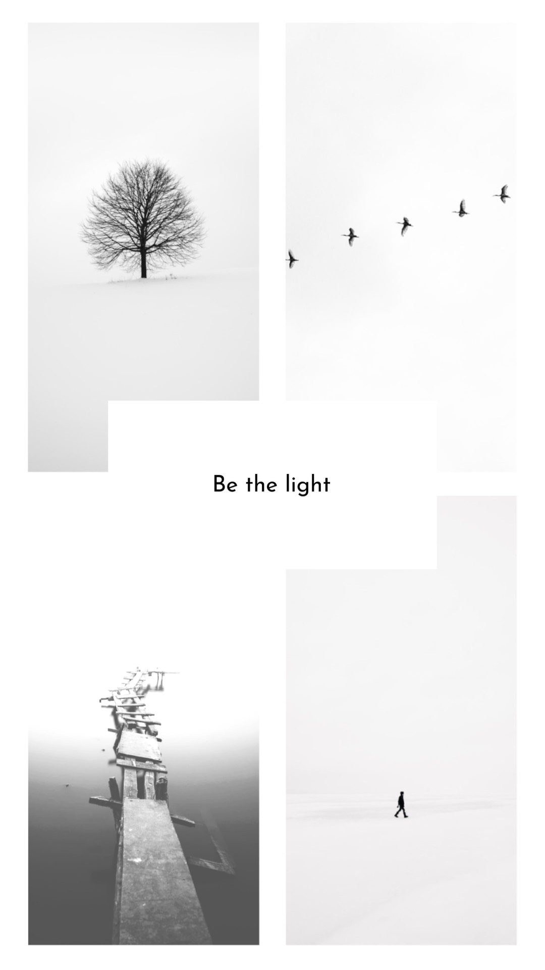 A Black And White Photo Of A Tree And Birds Simple Story Template