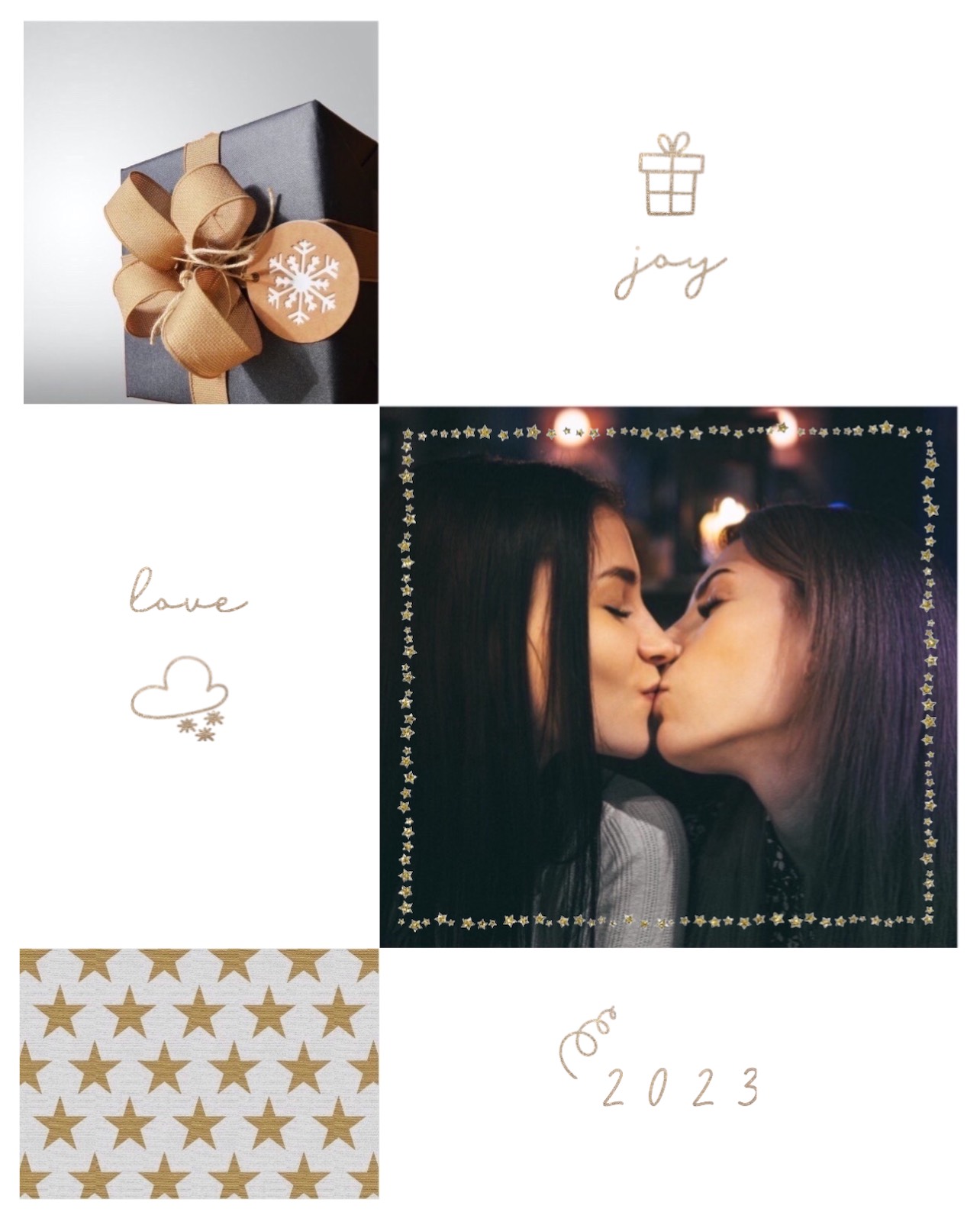 A Couple Kissing In Front Of A Christmas Card Happy New Year Template