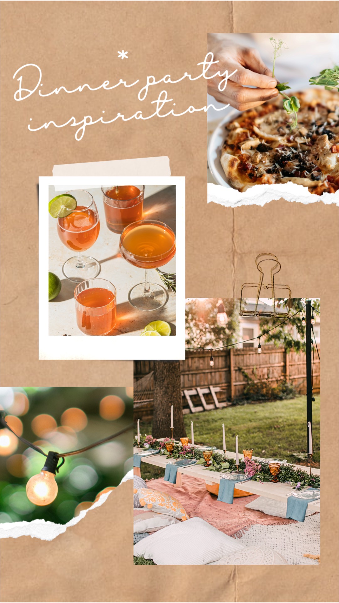 dinner party inspiration moodboard Instagram story template 
