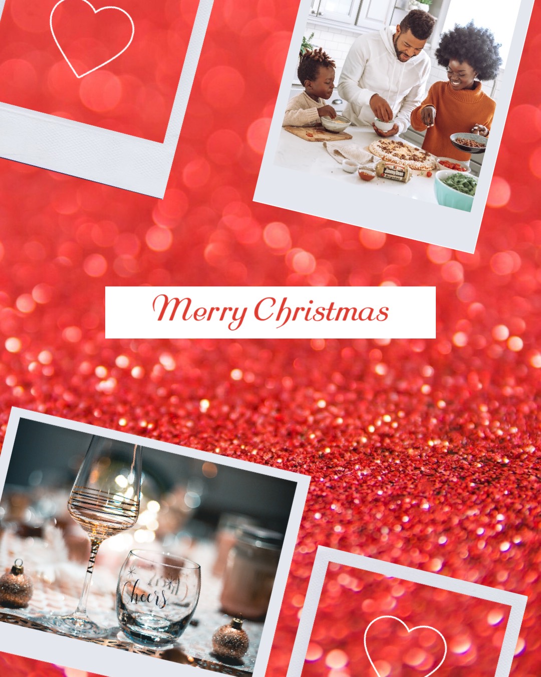 A Christmas Card With Photos Of People And Hearts Merry Christmas Template