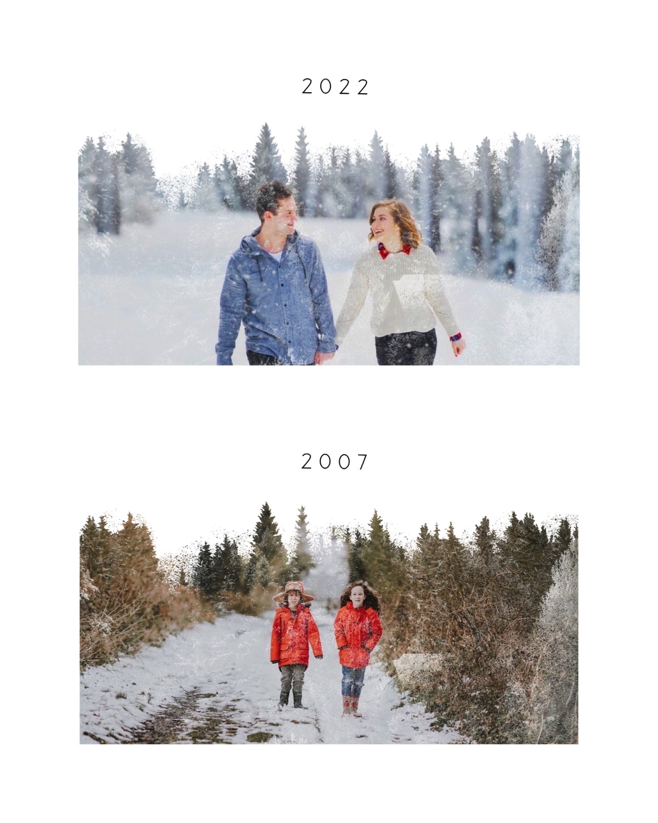 A Couple Walking Through The Snow In The Woods Winter Wonderland Template