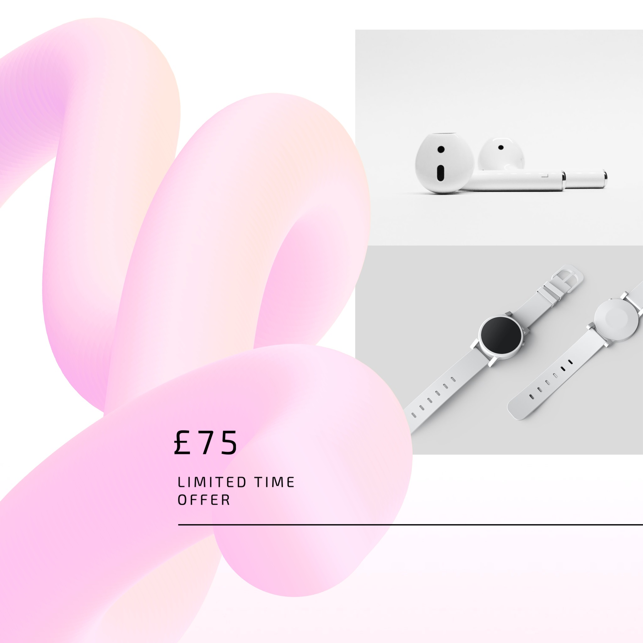 A White Apple Watch With A Pink Background Facebook Post Template