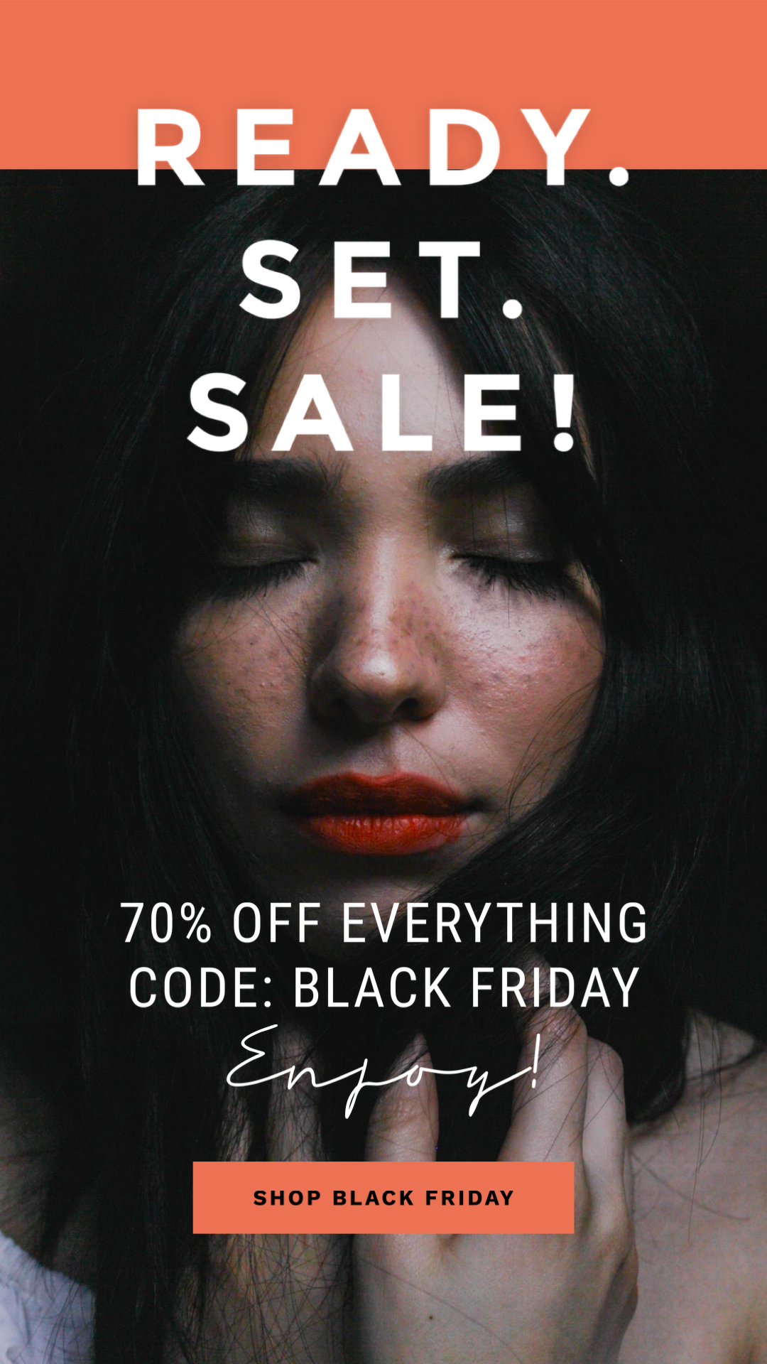 Woman with her eyes closed black friday sale brochure template