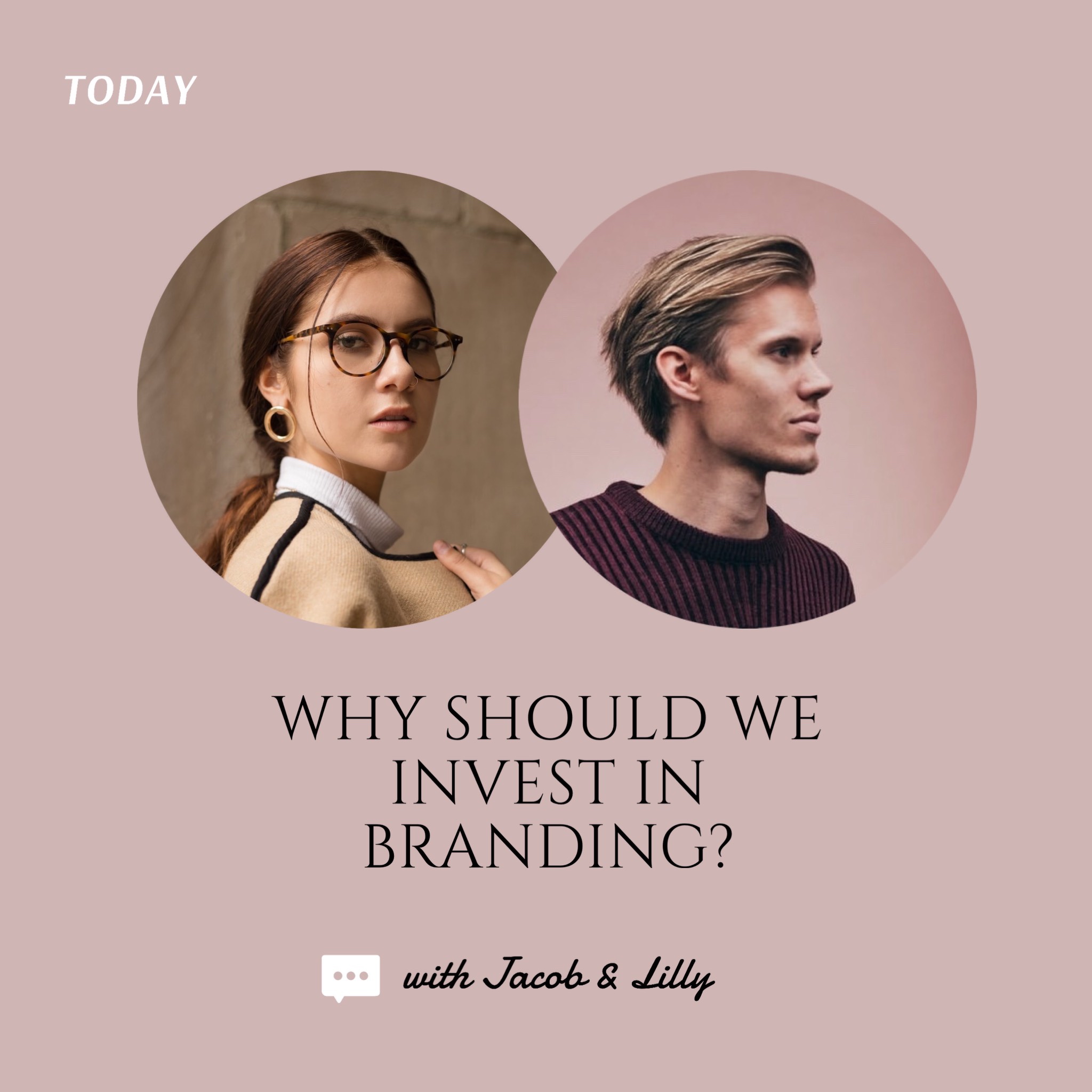 A Man And A Woman With A Pink Background With The Words Why Should We Invest Podcast Template