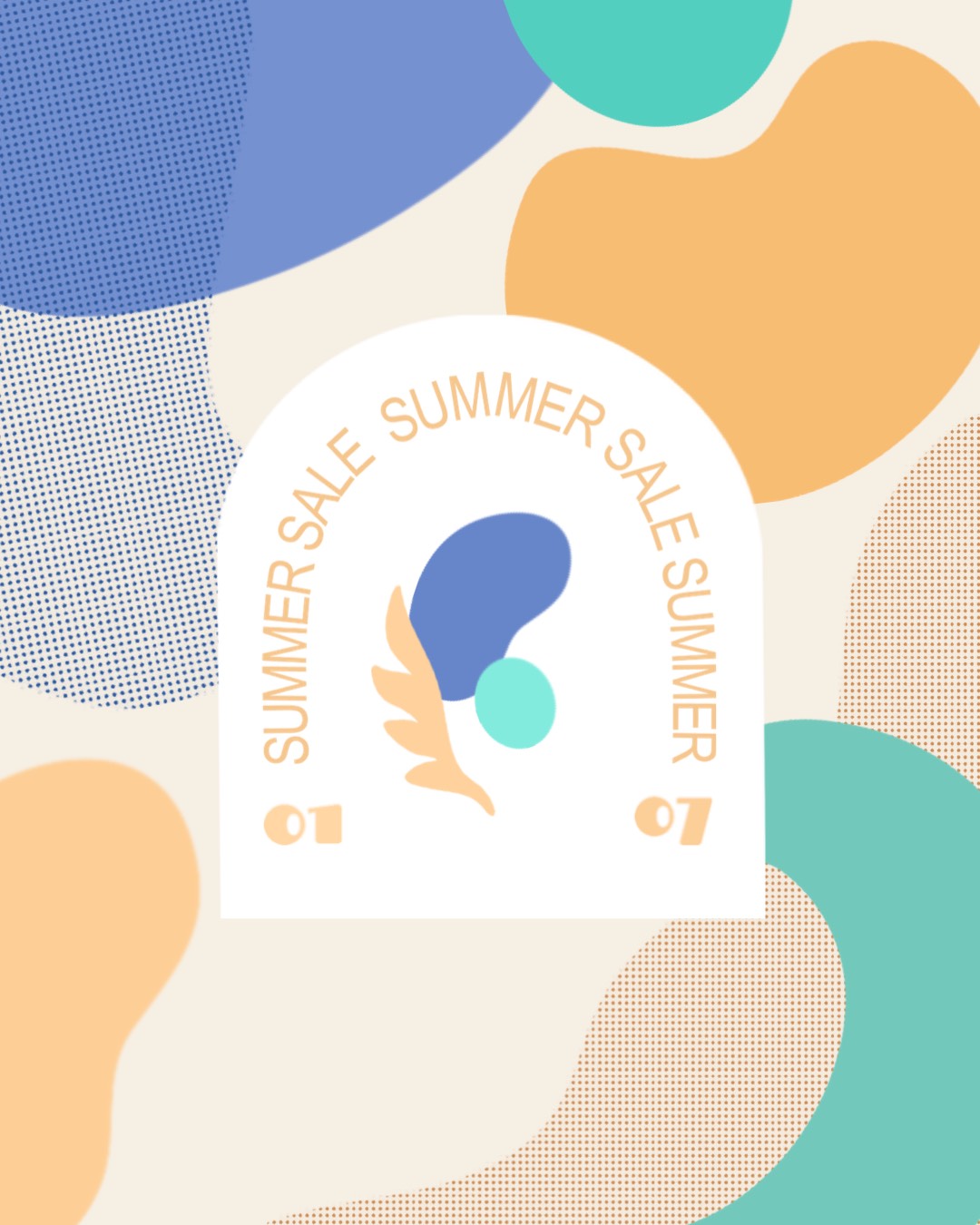 Colorful abstract shapes Summer Sale retro summer template
