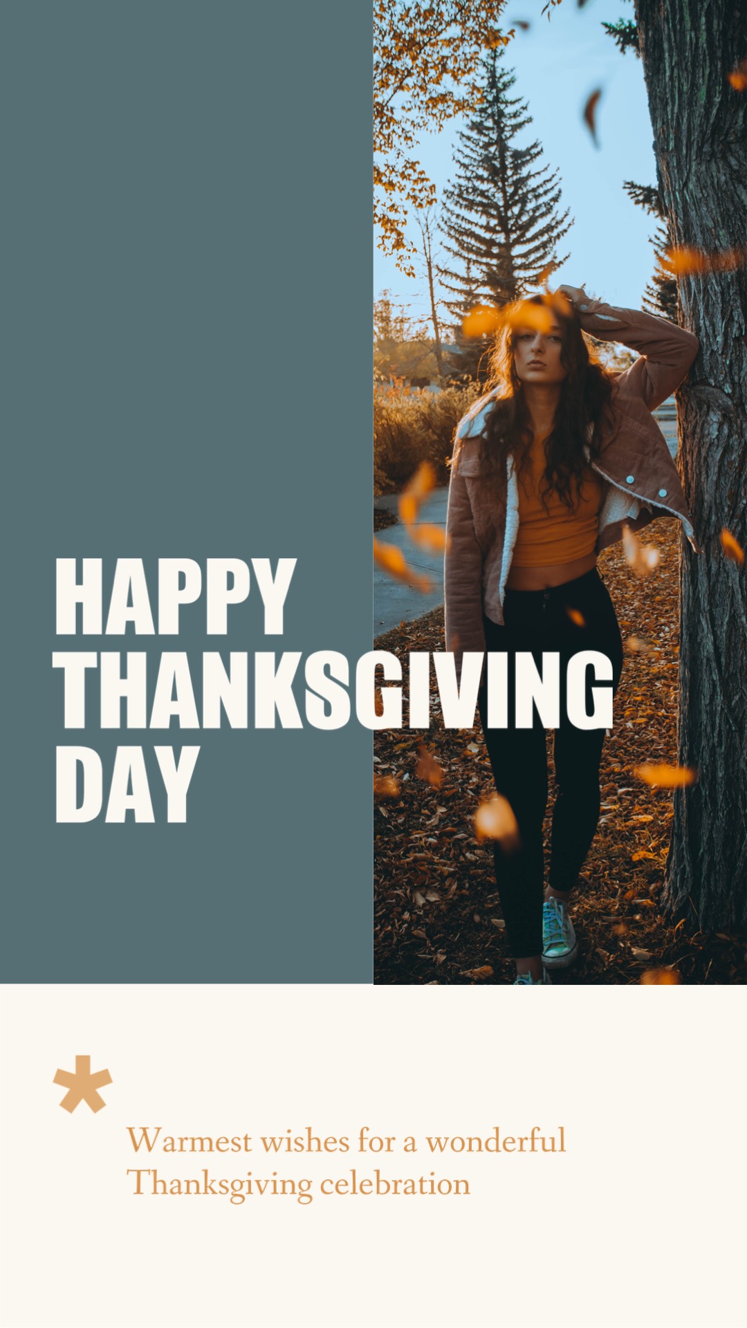Thanksgiving autumn minimalist greetings instagram story template 