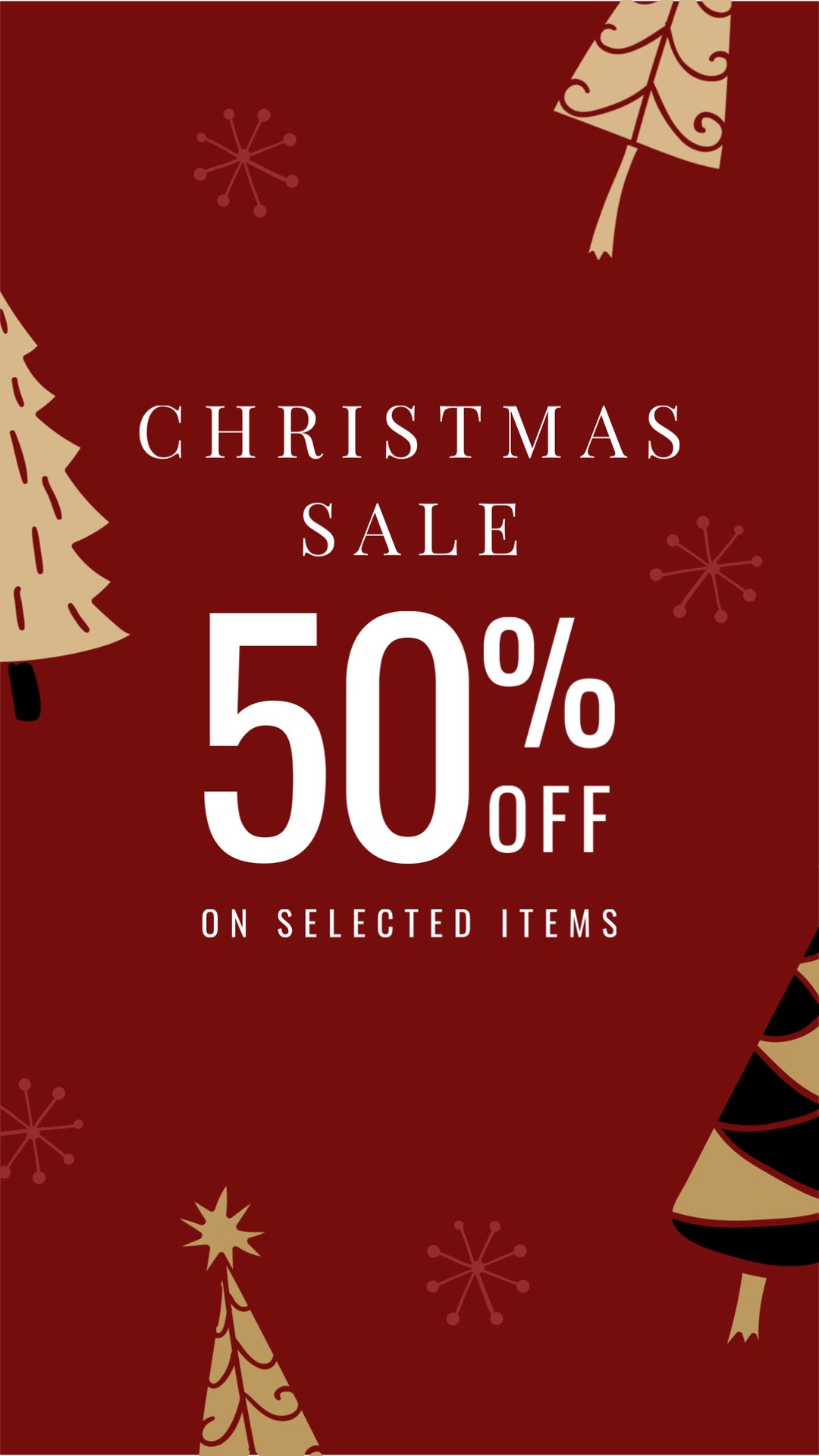 Christmas sale red trees instagram story template 