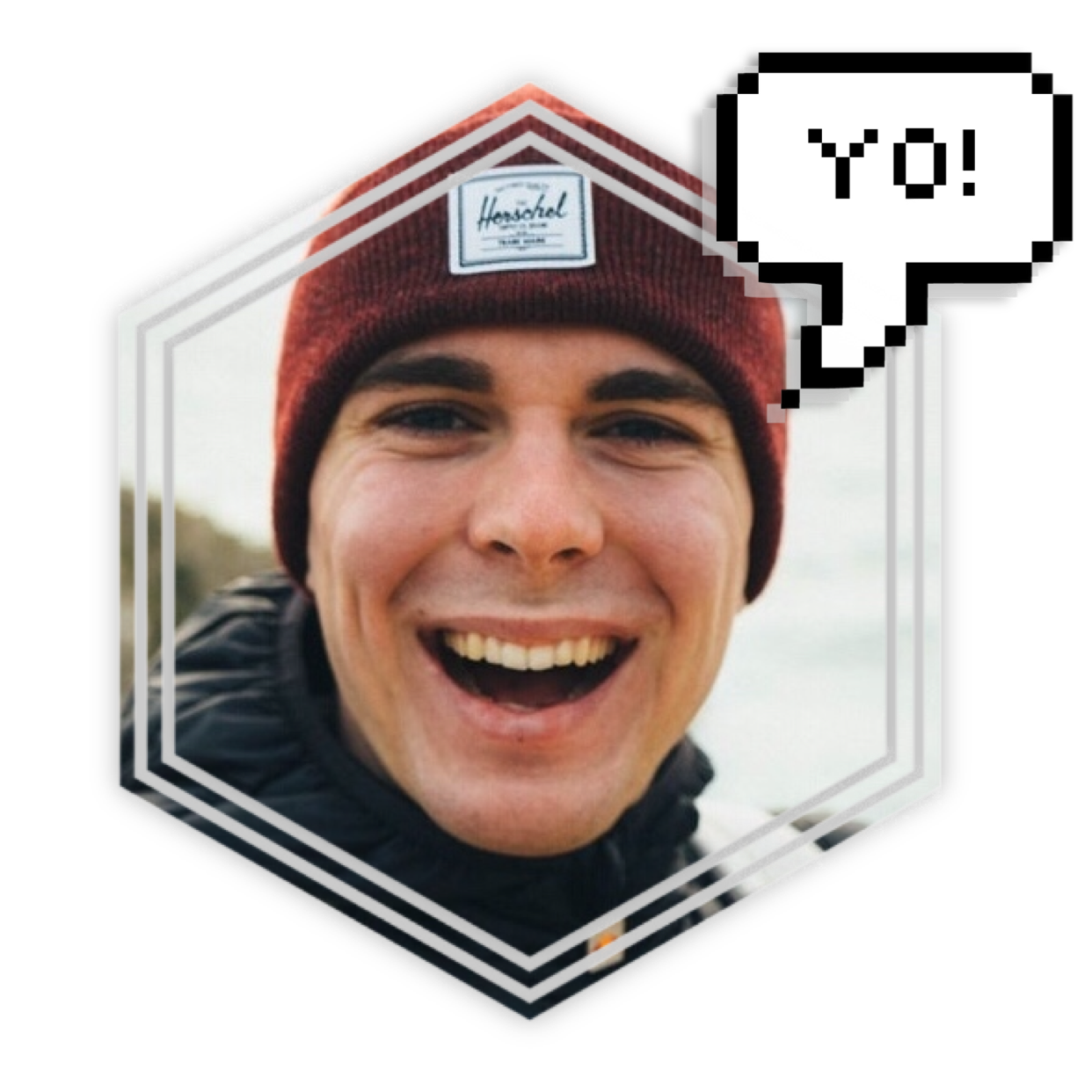 A Man Wearing A Beanie And Smiling Whatsapp Sticker Template