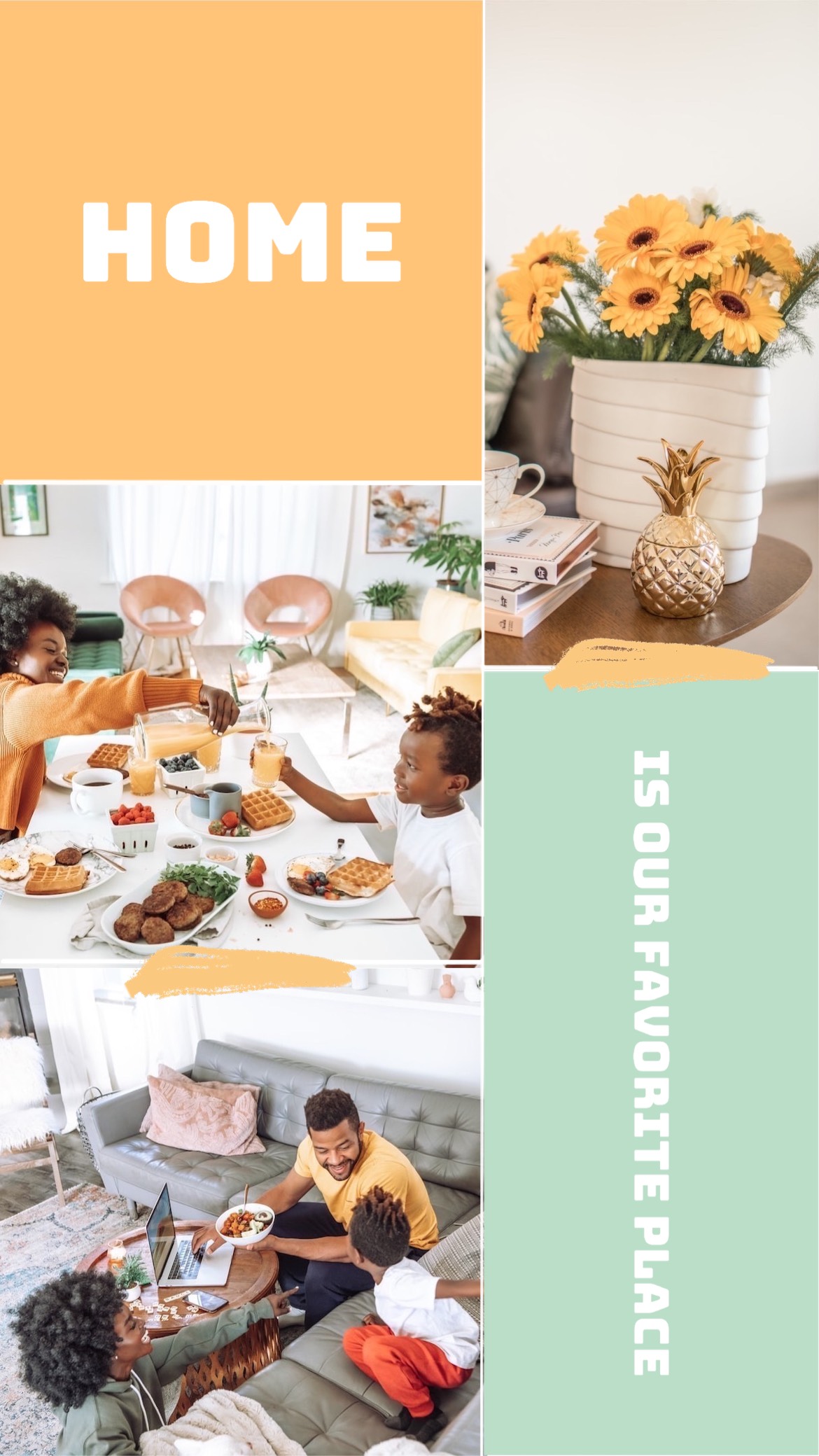 A Collage Of Photos Of People Eating At A Table Family Template