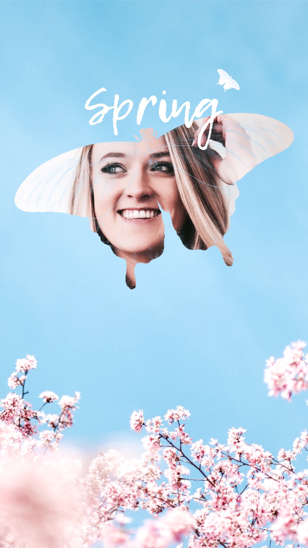 A Woman With A Bee On Her Head And The Words Spring Above Her Head Zoom Backgrounds Template