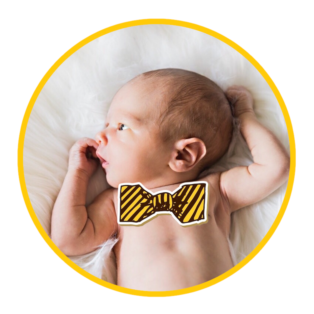 A Baby Wearing A Yellow And Black Striped Bow Tie Whatsapp Sticker Template