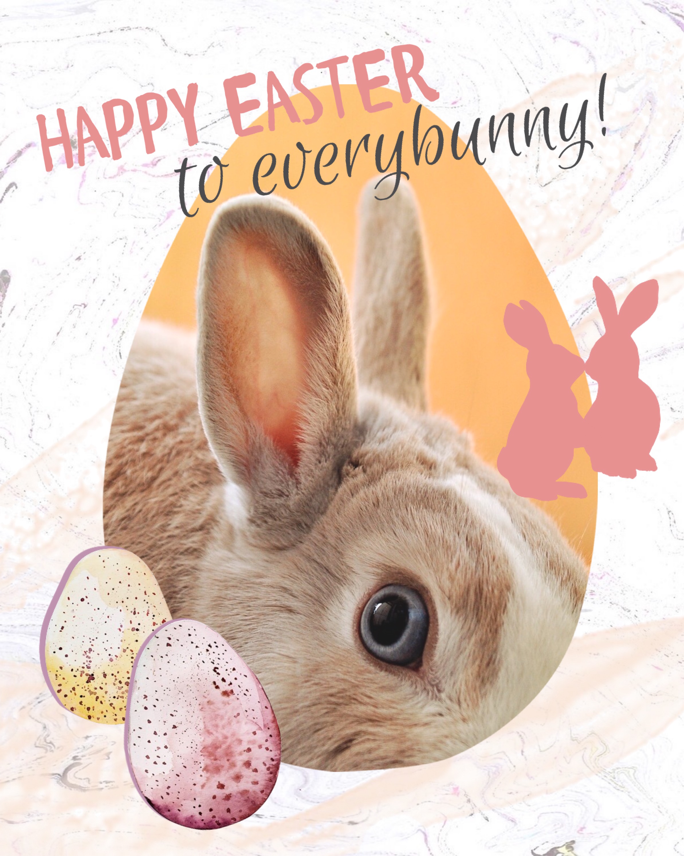 Cute Bunny With Easter Eggs Happy Easter Card Template