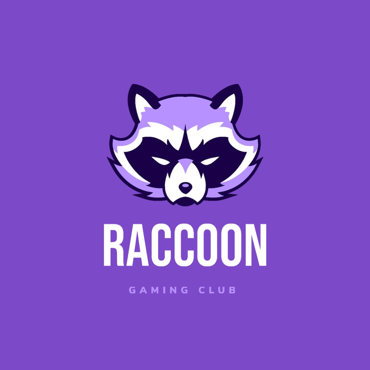 Gaming club raccon image purple gaming logo template