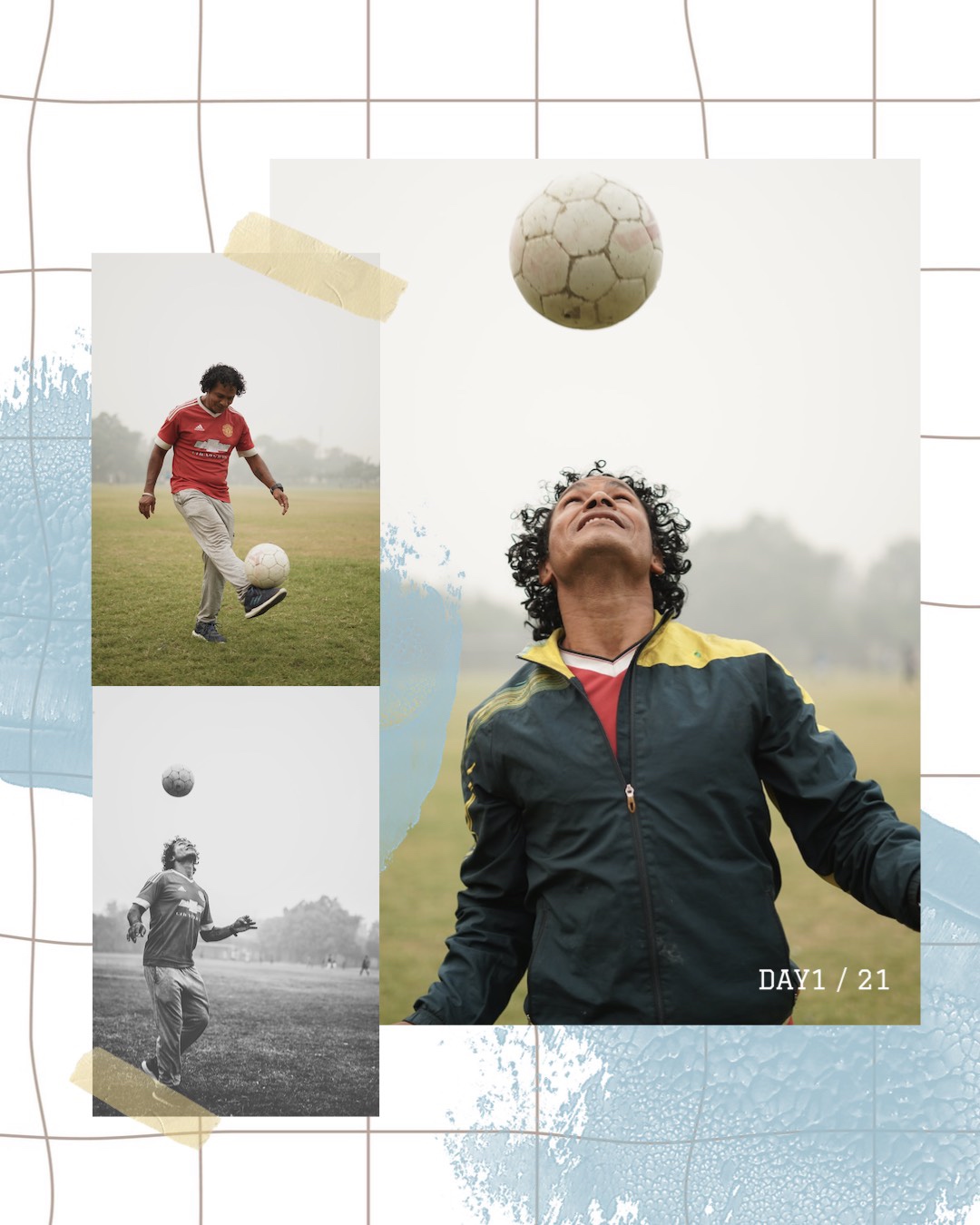 A Collage Of Photos Of A Man Playing Soccer Sports Template